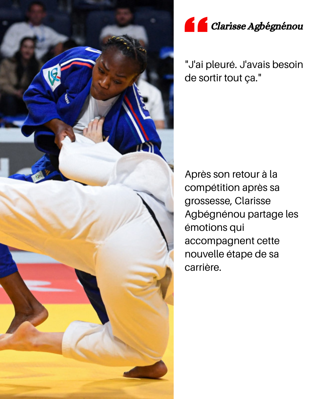 Clarisse Agbégnénou en action lors d'une compétition de judo.