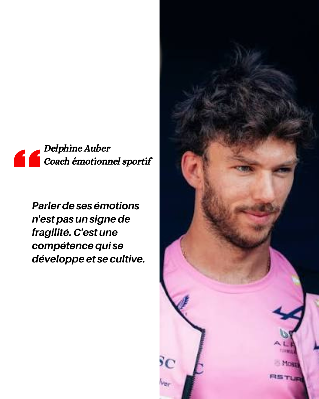 Portrait de Pierre Gasly, pilote de formule 1 qui s'exprime sur la santé mentale