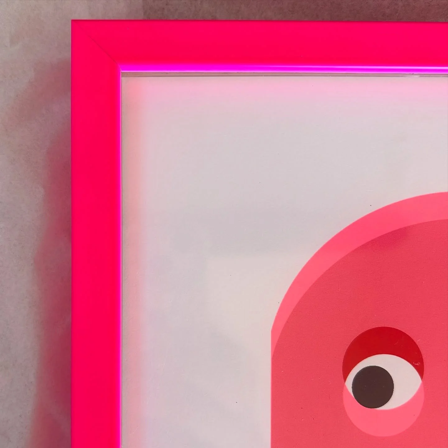 I wrote a looooong caption with my previous Frame post&hellip; it&rsquo;s gone!
.
So I&rsquo;ll let this little no filter pink glow do the talking.
.
📣 Frames are BACK BABY!!!! 
.
I am working with a local Framer to me @katiestanleyartist aka The Li