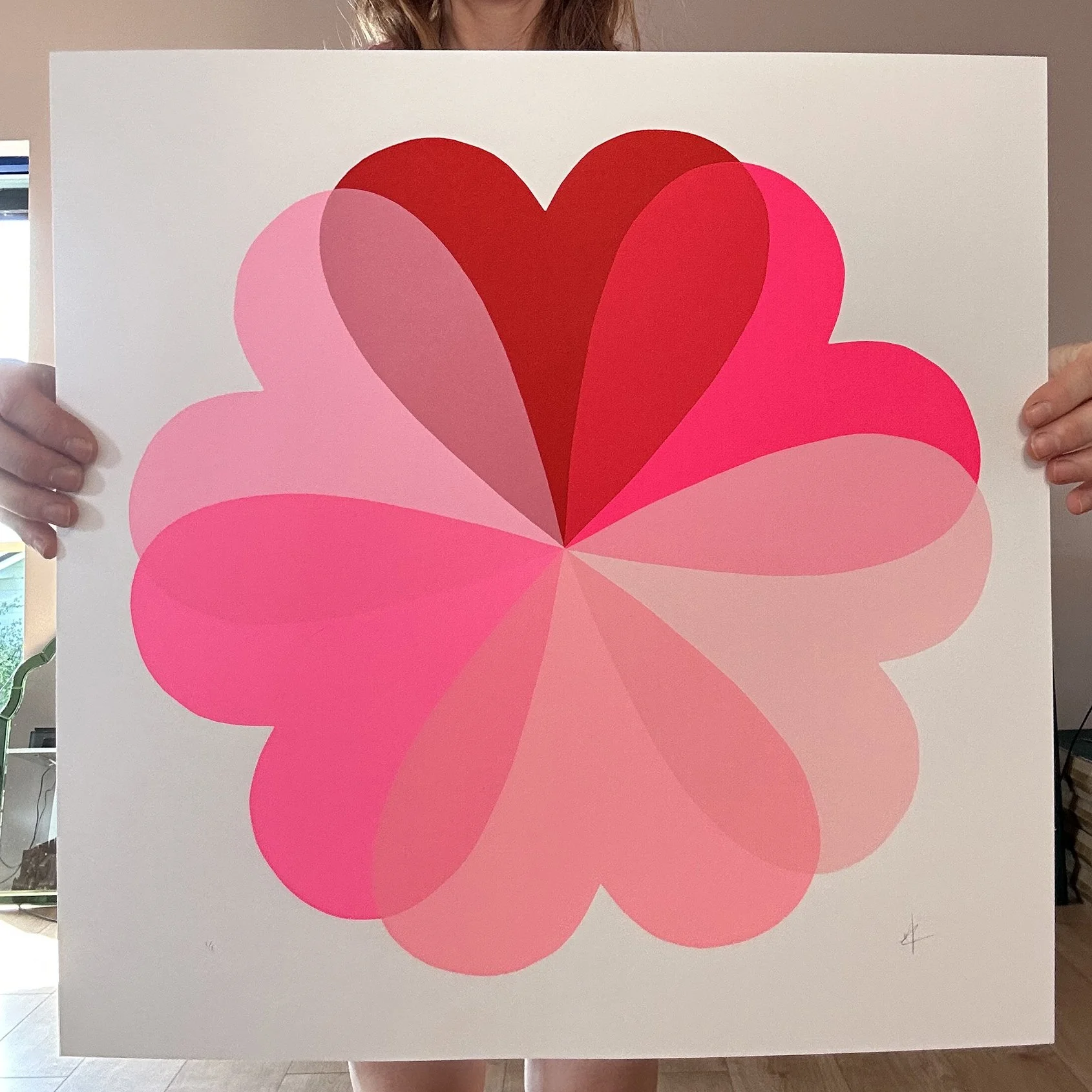 Large Hearts and Flowers | Red and Pink