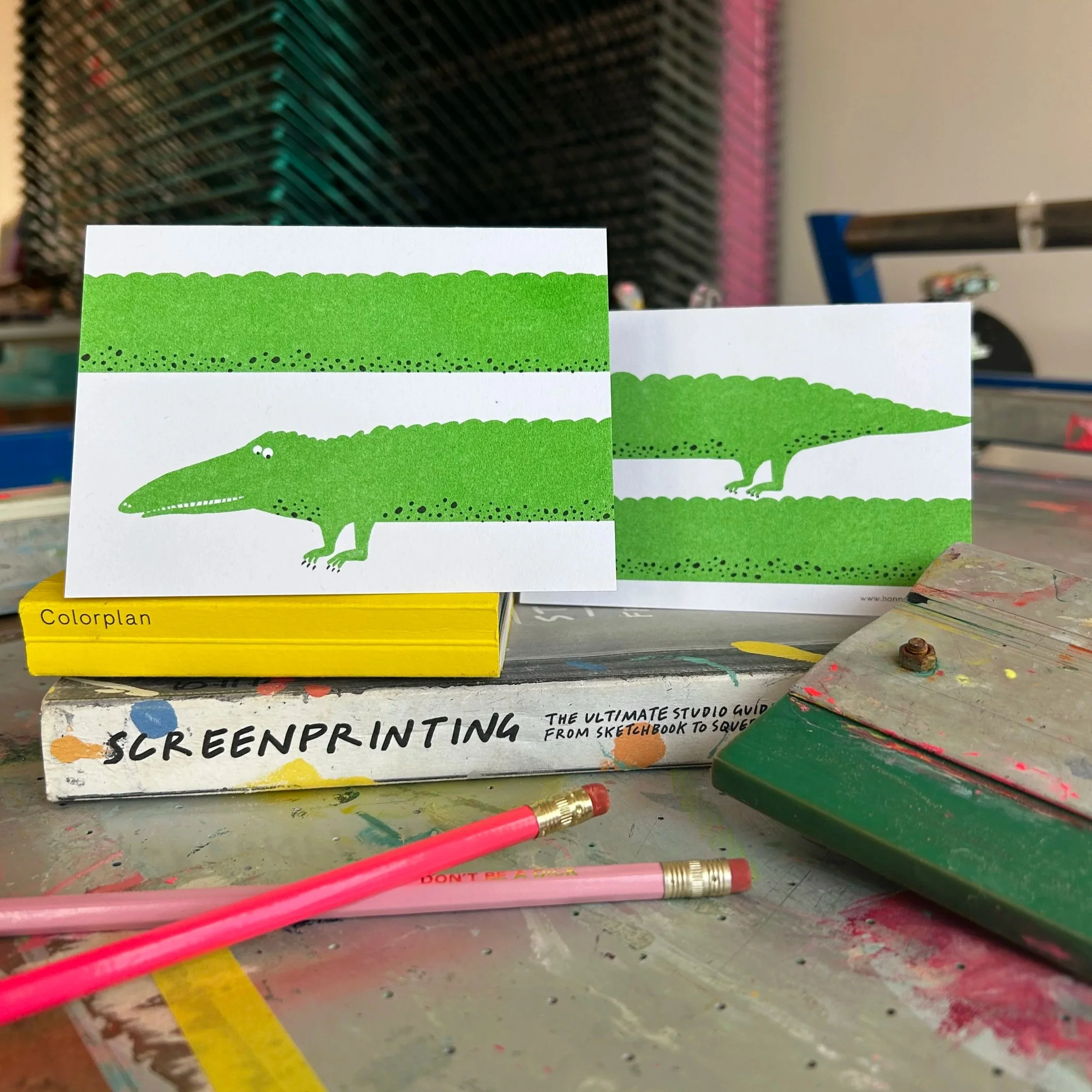 Crocodile Card | Riso Print