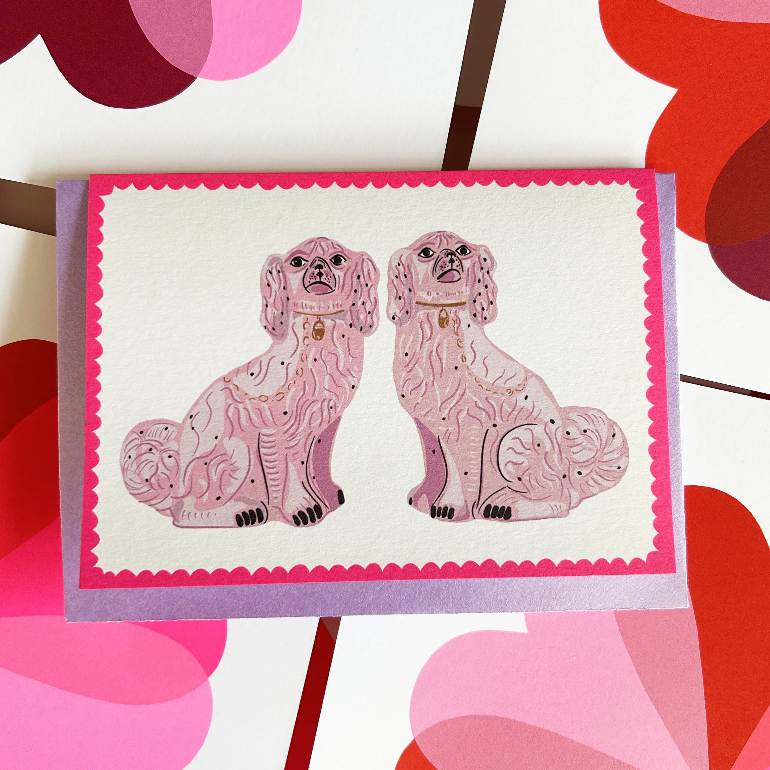 Pink China Dogs | Greetings Card