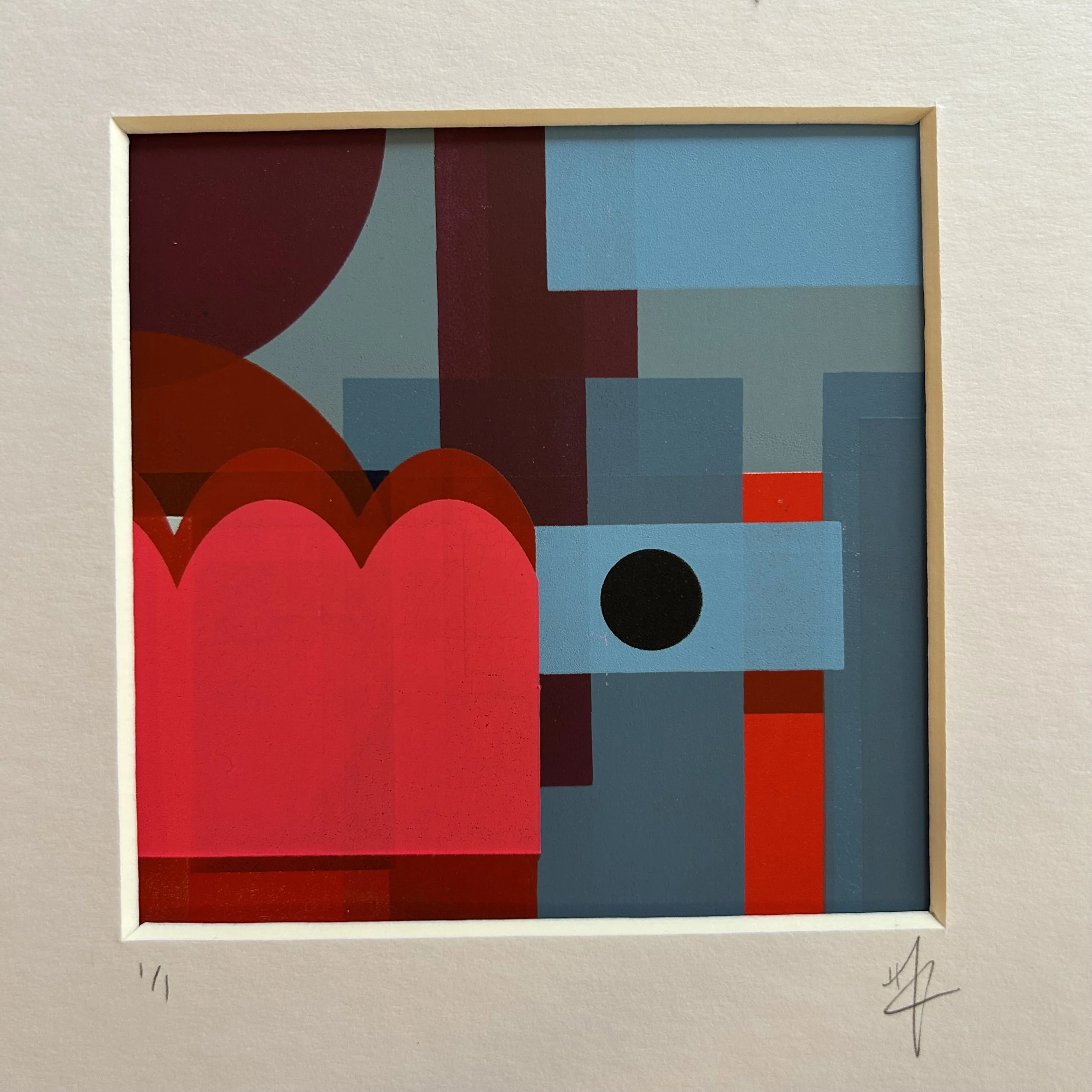 Mounted Abstract Screen Print | A4