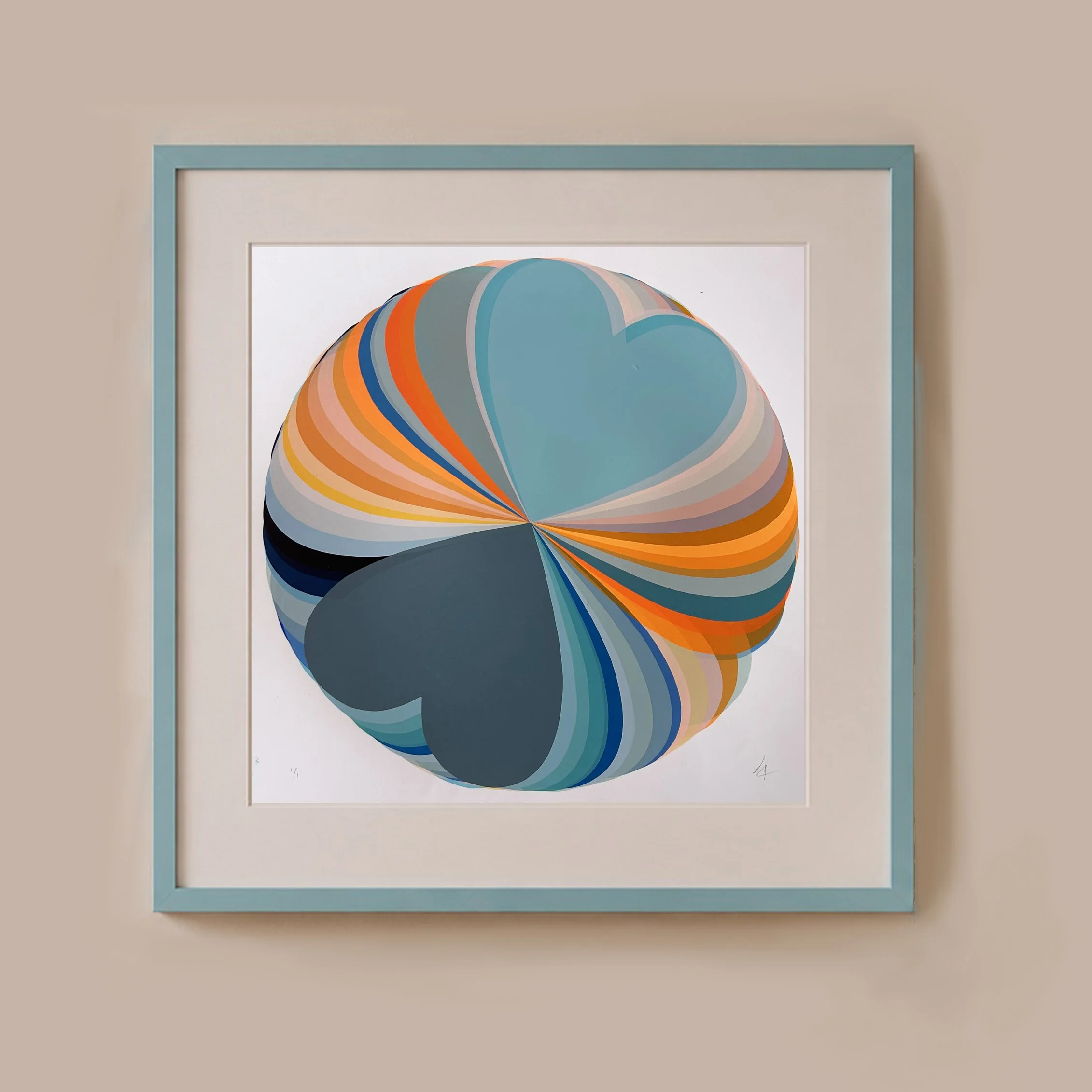 Abstract Hearts | Petrol Blue & Orange