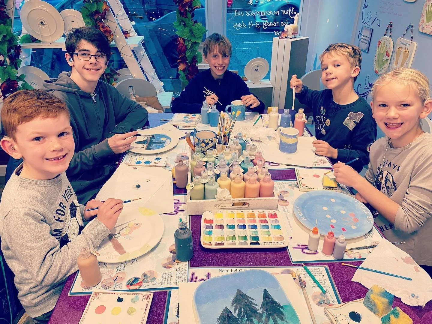 Some of our youngsters visited the ceramics cafe this weekend to paint, chat and develop friendships.