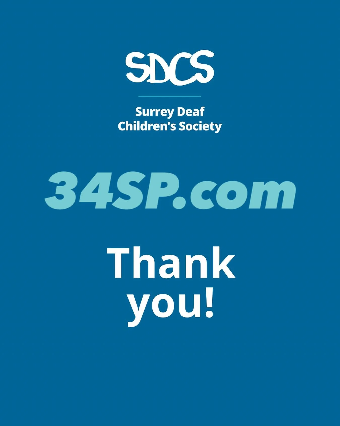 Surrey Deaf Children&rsquo;s Society is a small charity run by volunteers so we are always very grateful to the individuals and companies that offer us support. 

@34sp have hosted our website for free for many years. 

Not only that but their suppor