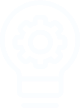 Light bulb icon with gear inside, representing ideas or innovation.