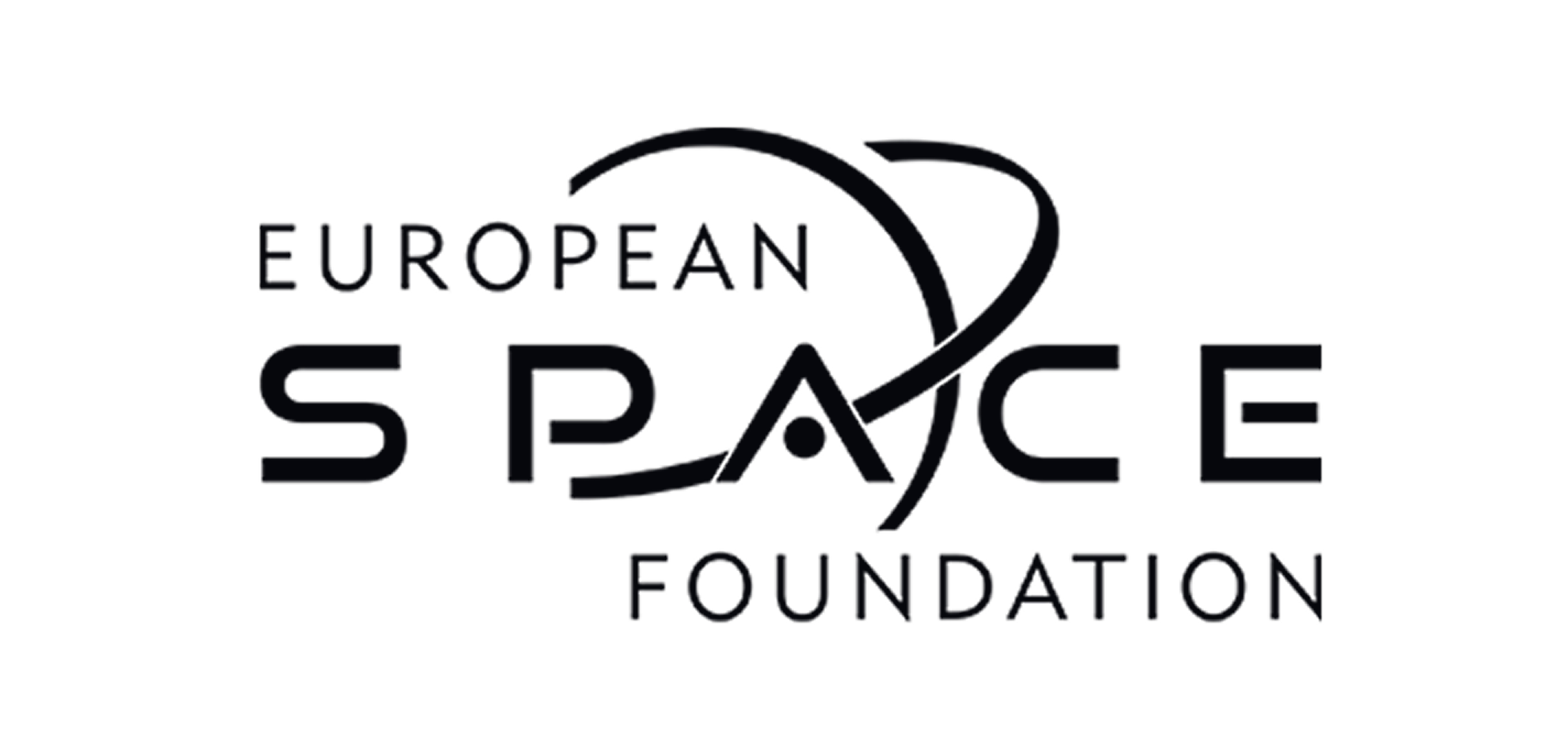 Logo for the European Space Foundation featuring a stylized circular orbit and a red rocket.