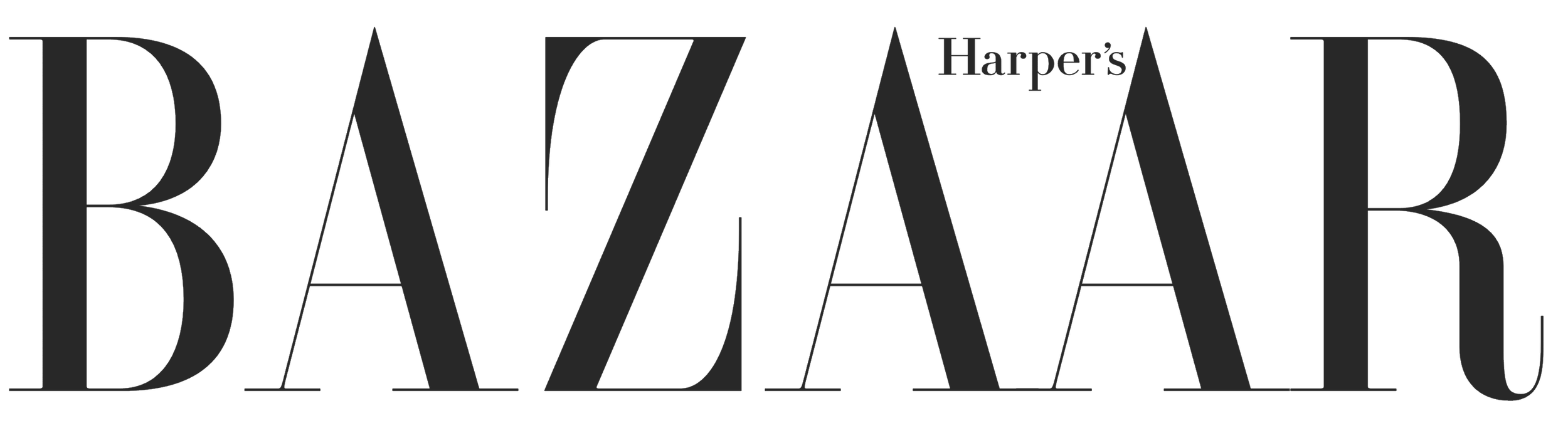 Harper's Bazaar logo in black and gray uppercase and lowercase letters.
