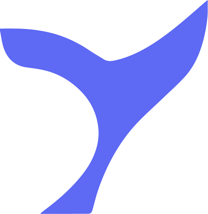 Een abstracte blauwe vorm die lijkt op een schelp of een ventoefening, tegen een zwarte achtergrond.