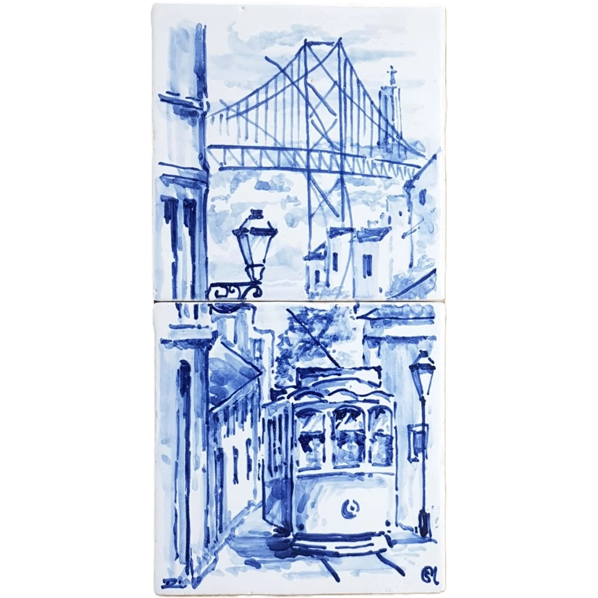 Tram and 25 de Abril Bridge Blue (1x2)