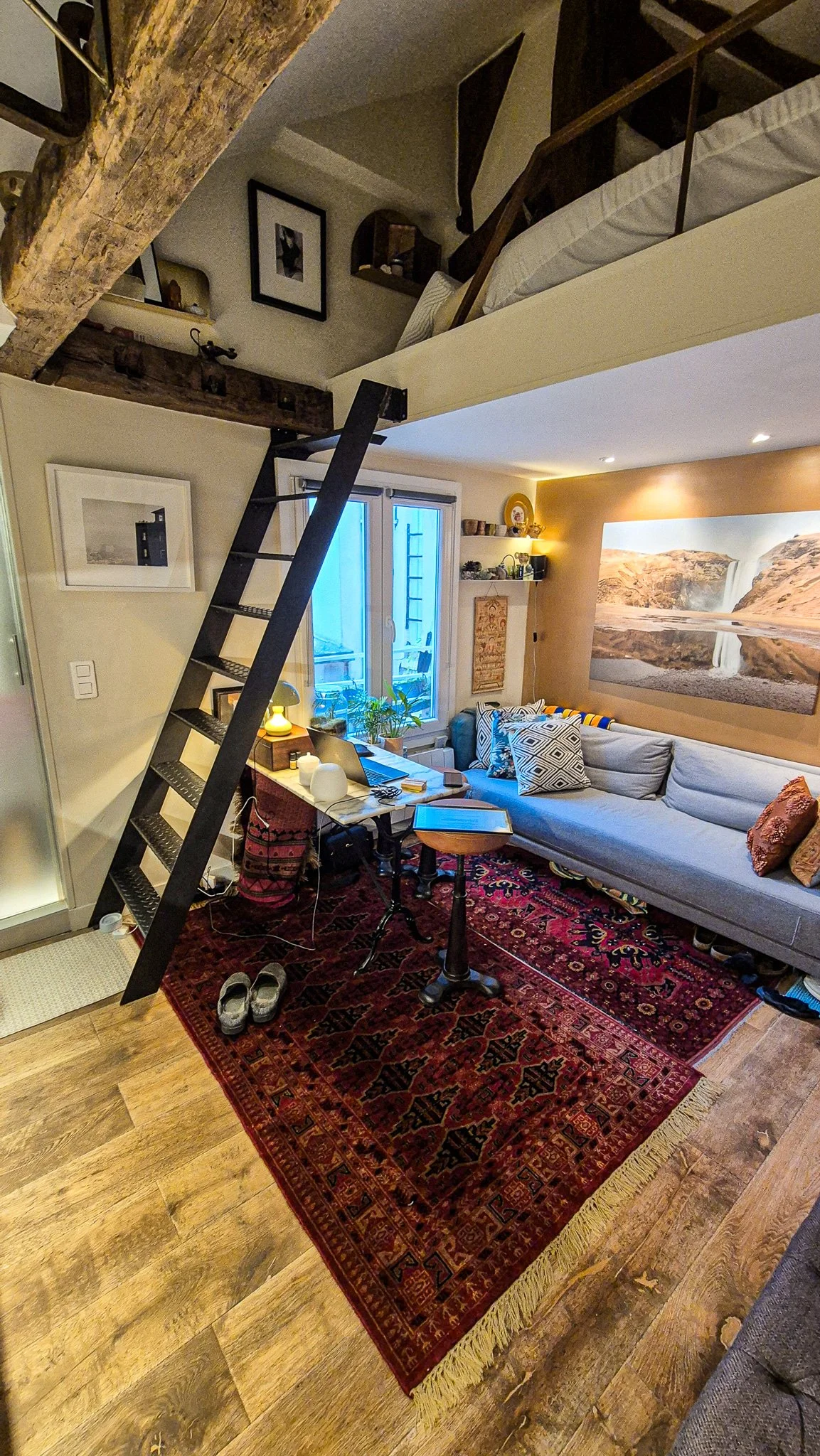 Michael Huffman's 17m² Paris loft in the 10th arrondissement — available on Airbnb and Home Exchange