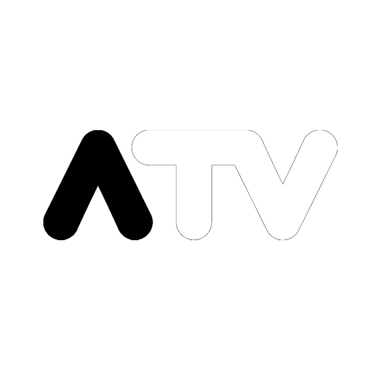 Ein schwarzes Logo mit einem weißen Fernseher-Symbol und den Buchstaben ‚TV‘ in der Mitte.