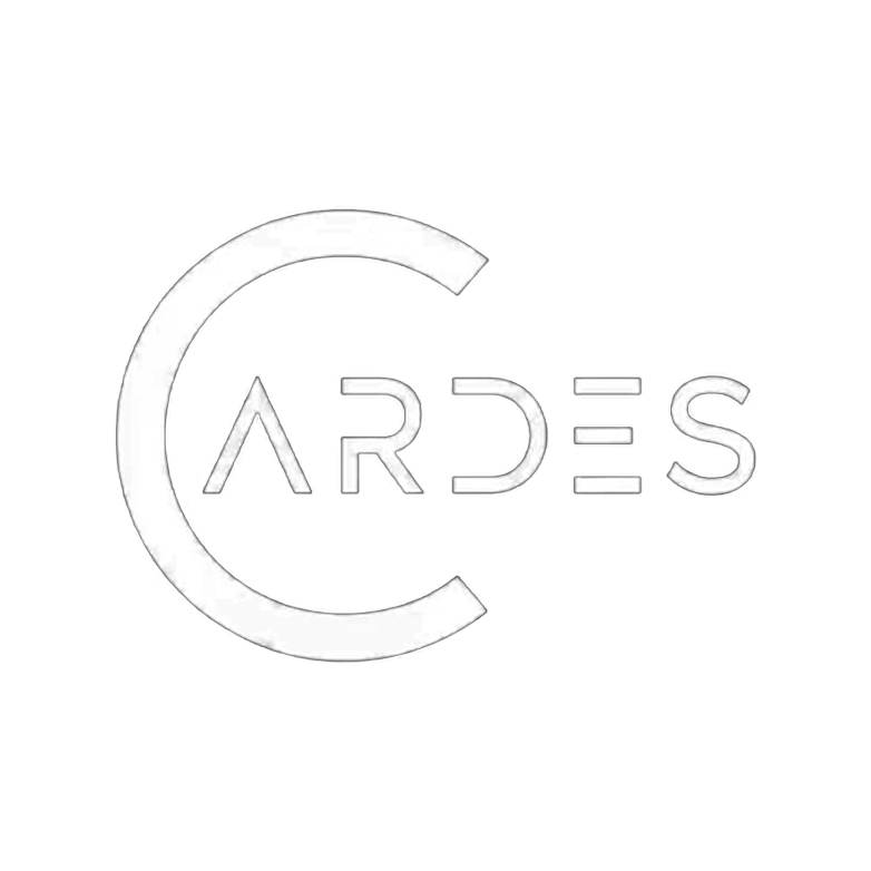 Logo mit dem Wort 'ARDES' in moderner Schrift innerhalb eines Kreises auf schwarzem Hintergrund.