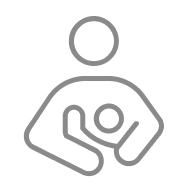 Line drawing of an adult holding a baby in their arms