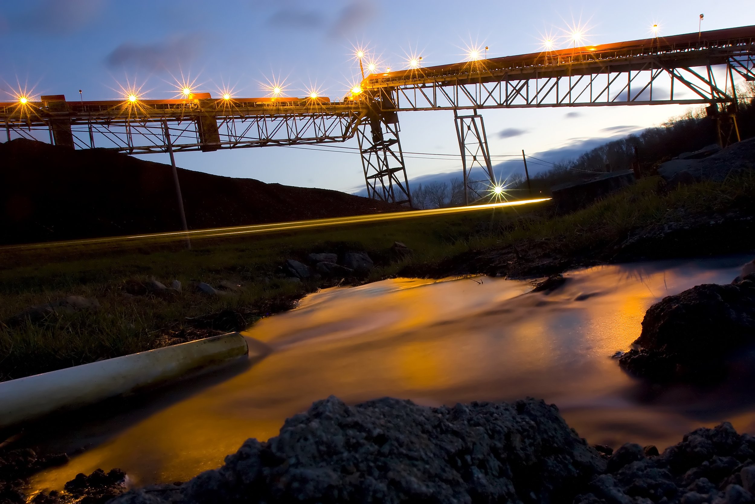 Sunset greets the shift change at a coal mine in 
Glouster, Ohio.