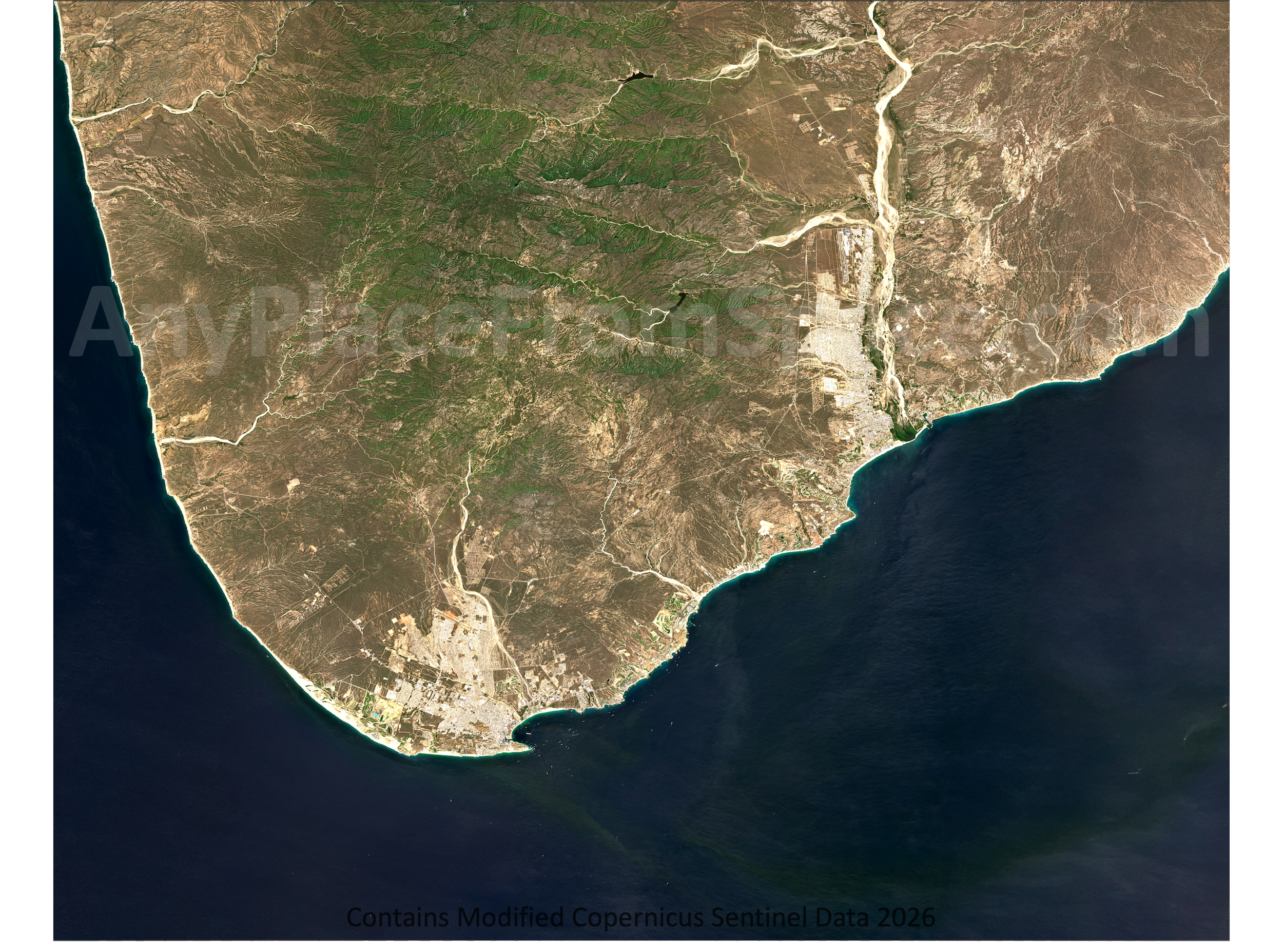 Los Cabos, Mexico from Space | Cabo Satellite Image & Map Art | Digital Download