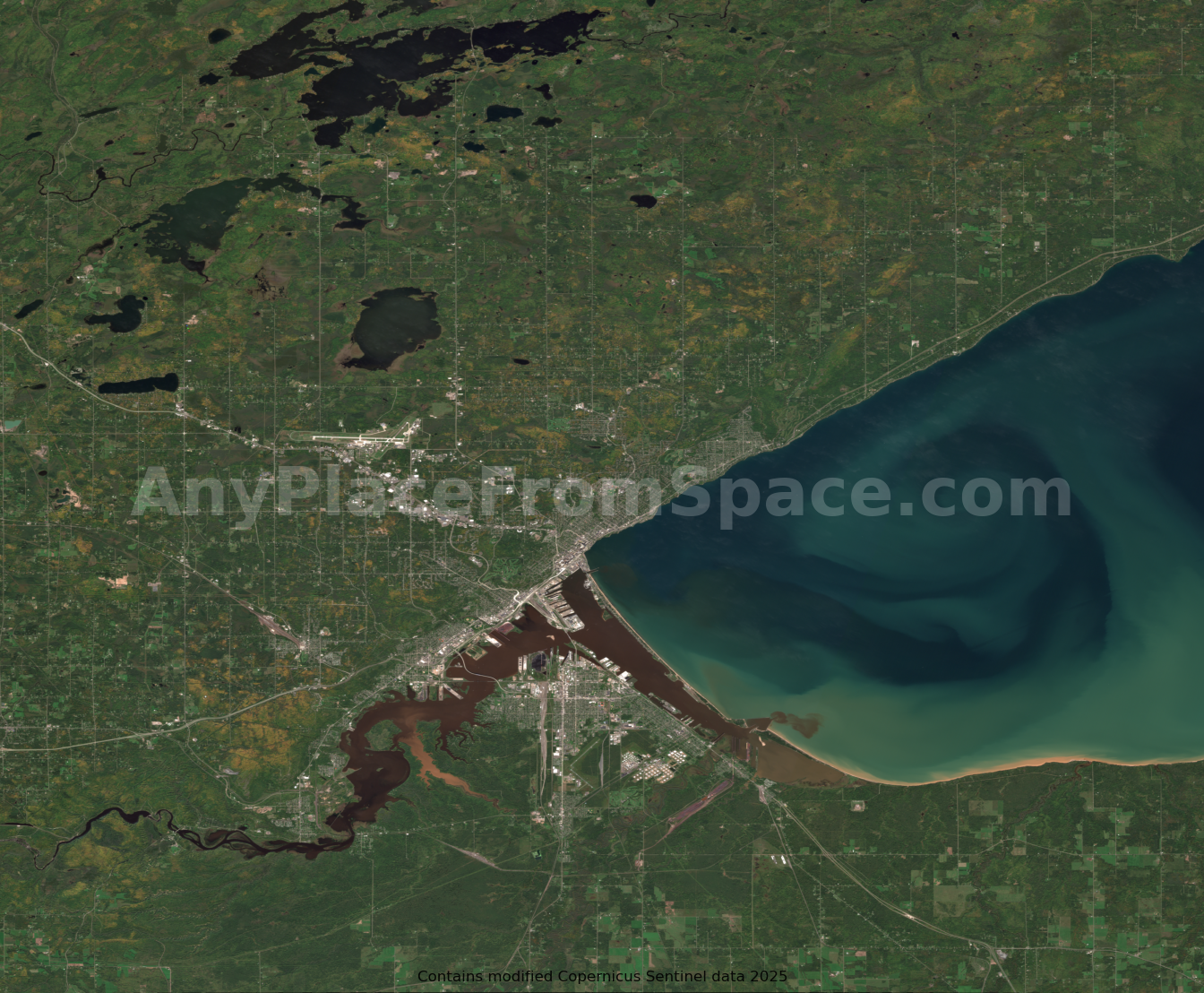 Duluth Minnesota Satellite Image – Duluth from Space | Lake Superior Map (Sept 27, 2025)