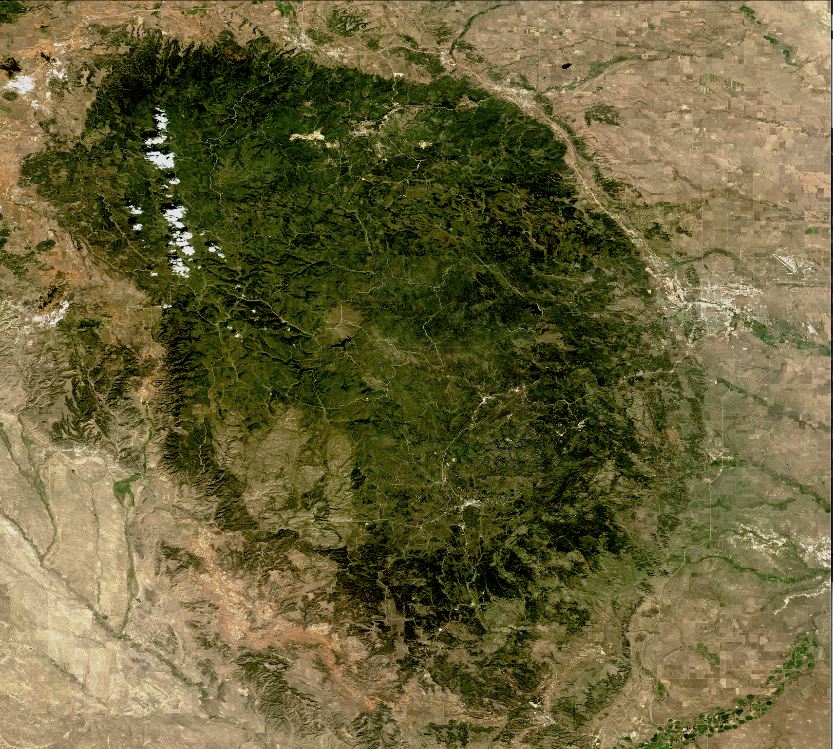 Black Hills, South Dakota from Space – Satellite Image (August 20, 2017)