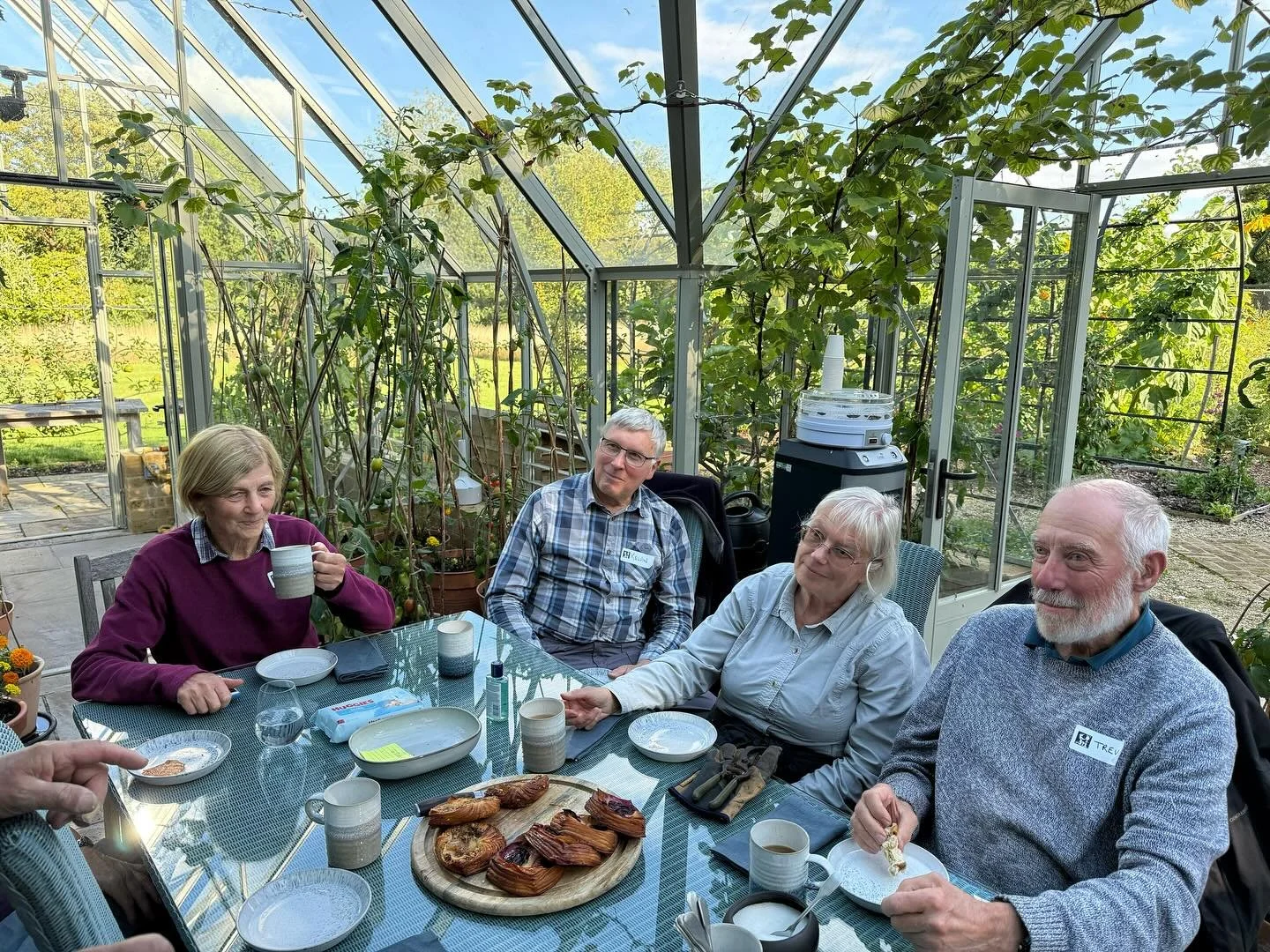 Afternoon tea in the glasshouse. Our first gardening Masterclass on fruit tree pruning - 4 September - received tremendous guest feedback. The rain threatened but the sun shone after lunch as we moved from the classroom to the kitchen garden. There w