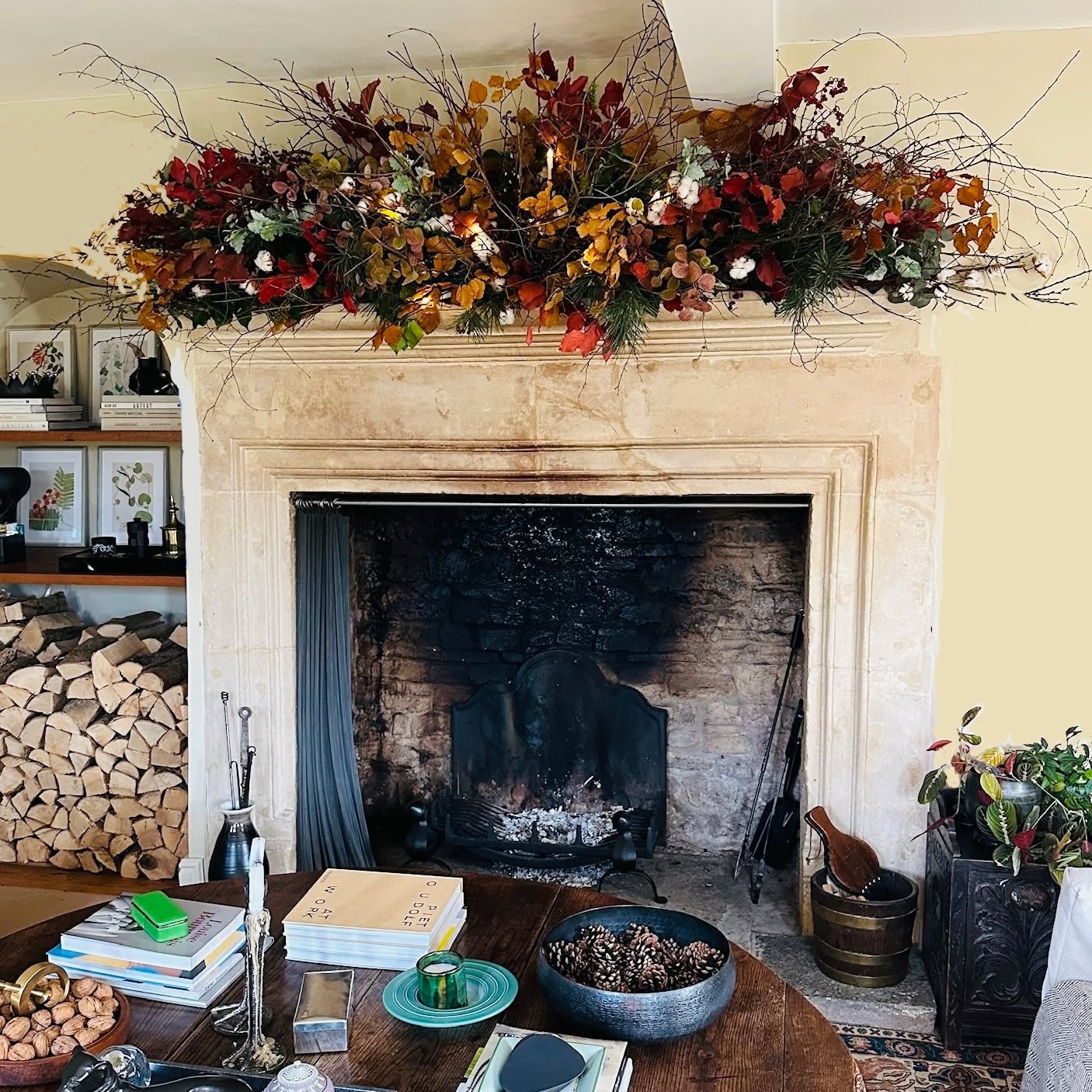 Bringing evergreen foliage into our homes in Winter is instinctive to humans. This is a mantle display I created a few years ago at The Old Vicarage. Read the Asterion Journal article I wrote on our website entitled: The Evergreens of Christmas: A He