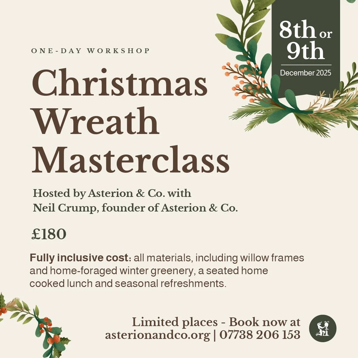 Step into the festive spirit with this one-day masterclass in natural wreath making, set within the warm and characterful interiors of The Old Vicarage, Leigh-on-Mendip &mdash; a reimagined 16th-century farmhouse in the Mendip Hills near Frome &mdash