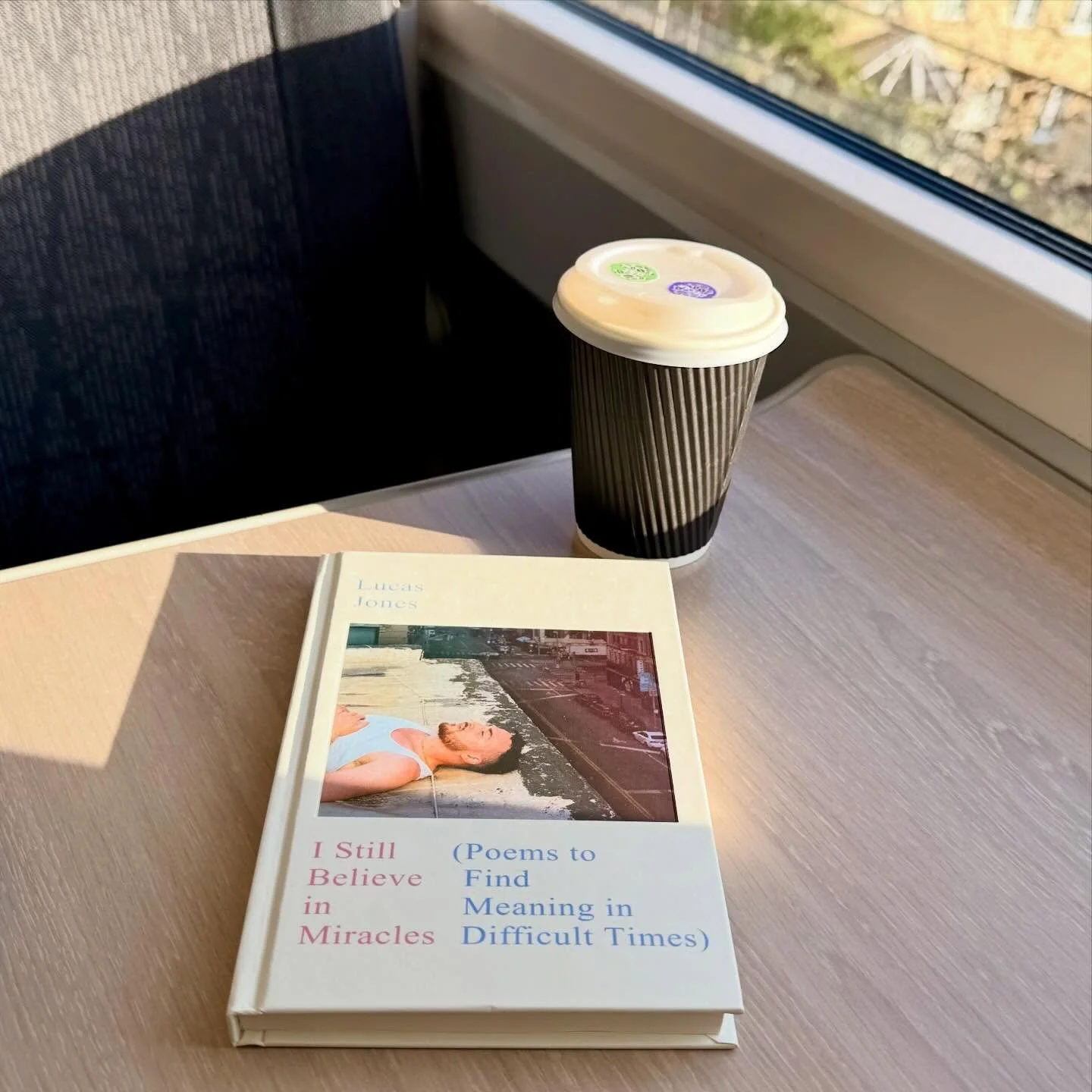 On the train to London, coffee in hand, friends ahead &mdash; and this newly released collection from @lucassjoness kept me company. I unexpectedly gifted to a fellow train passenger! 

The collection is called: I Still Believe In Miracles (Poems To 