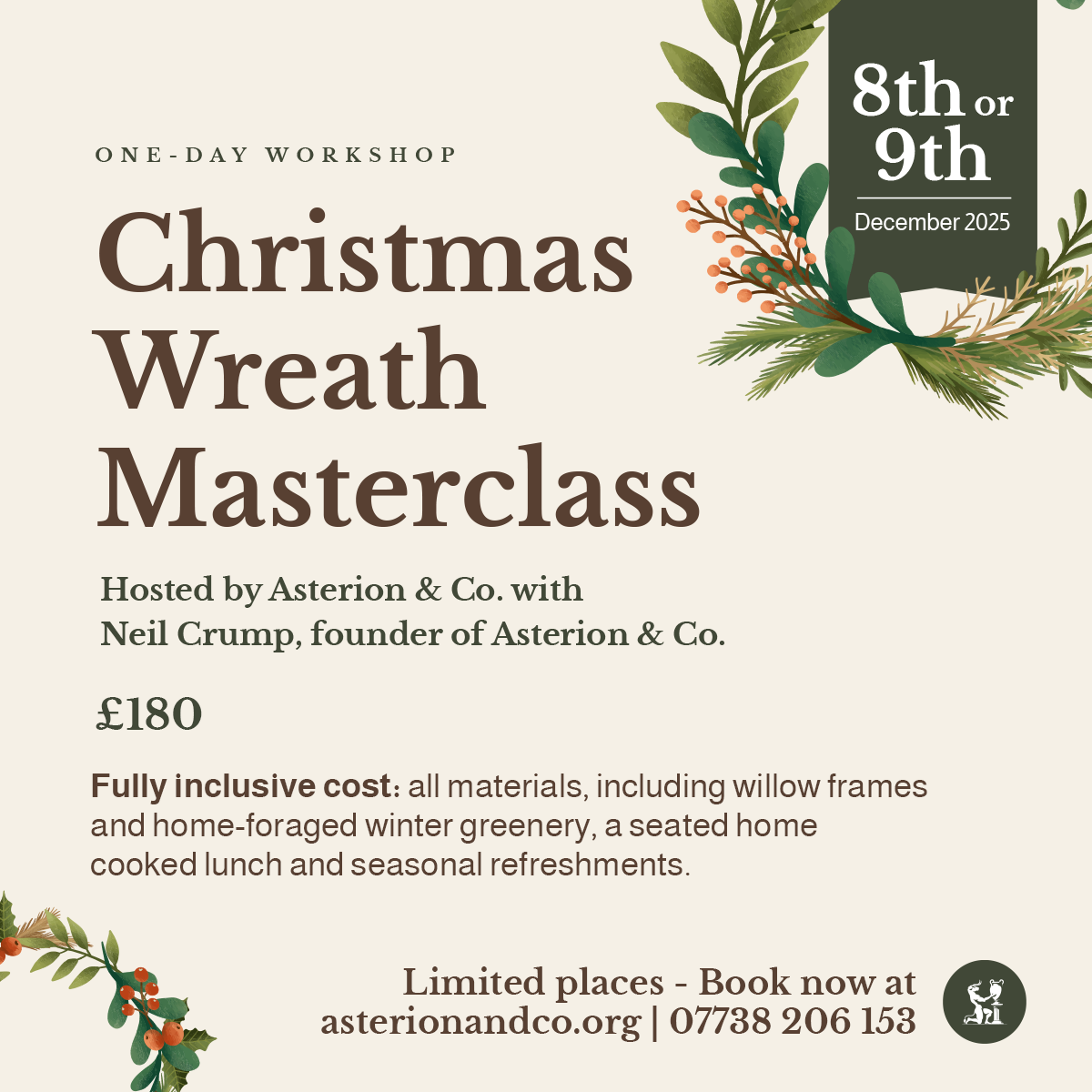 Christmas Wreath Masterclass and Fireplace Dressing Demonstration. | Monday 8th December 2025