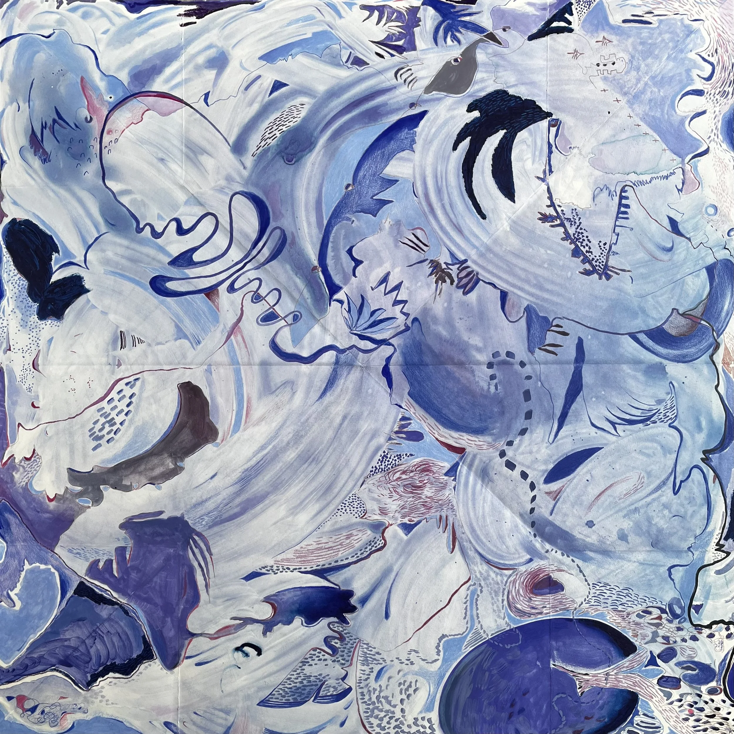 Take Me Back, mixed media including oil,
paint pens and coloured pencils on paper, 120cm x 120cm