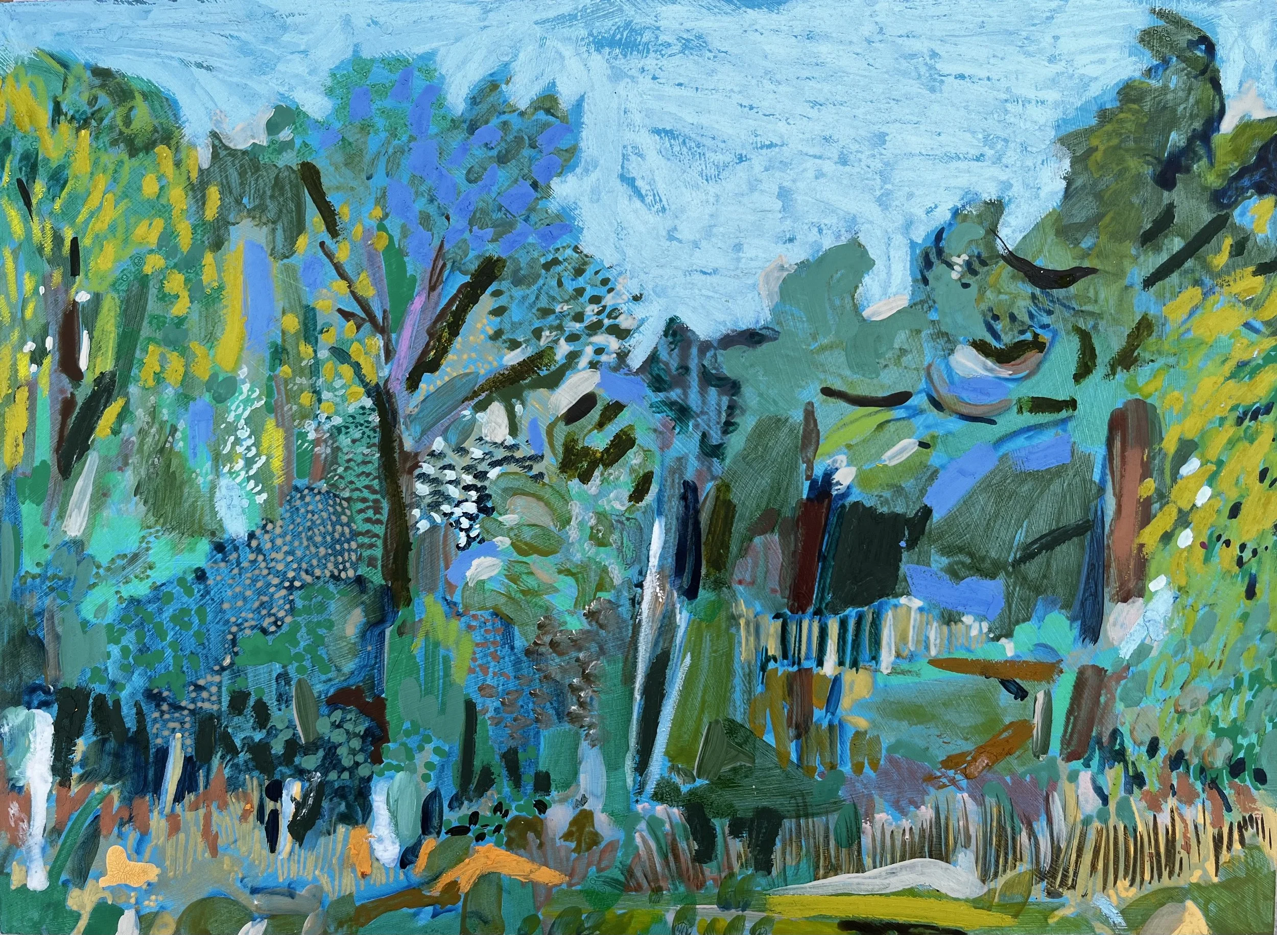 View from the Window at Dimplex Studios,
mixed media on MDF,
41cm x 30cm