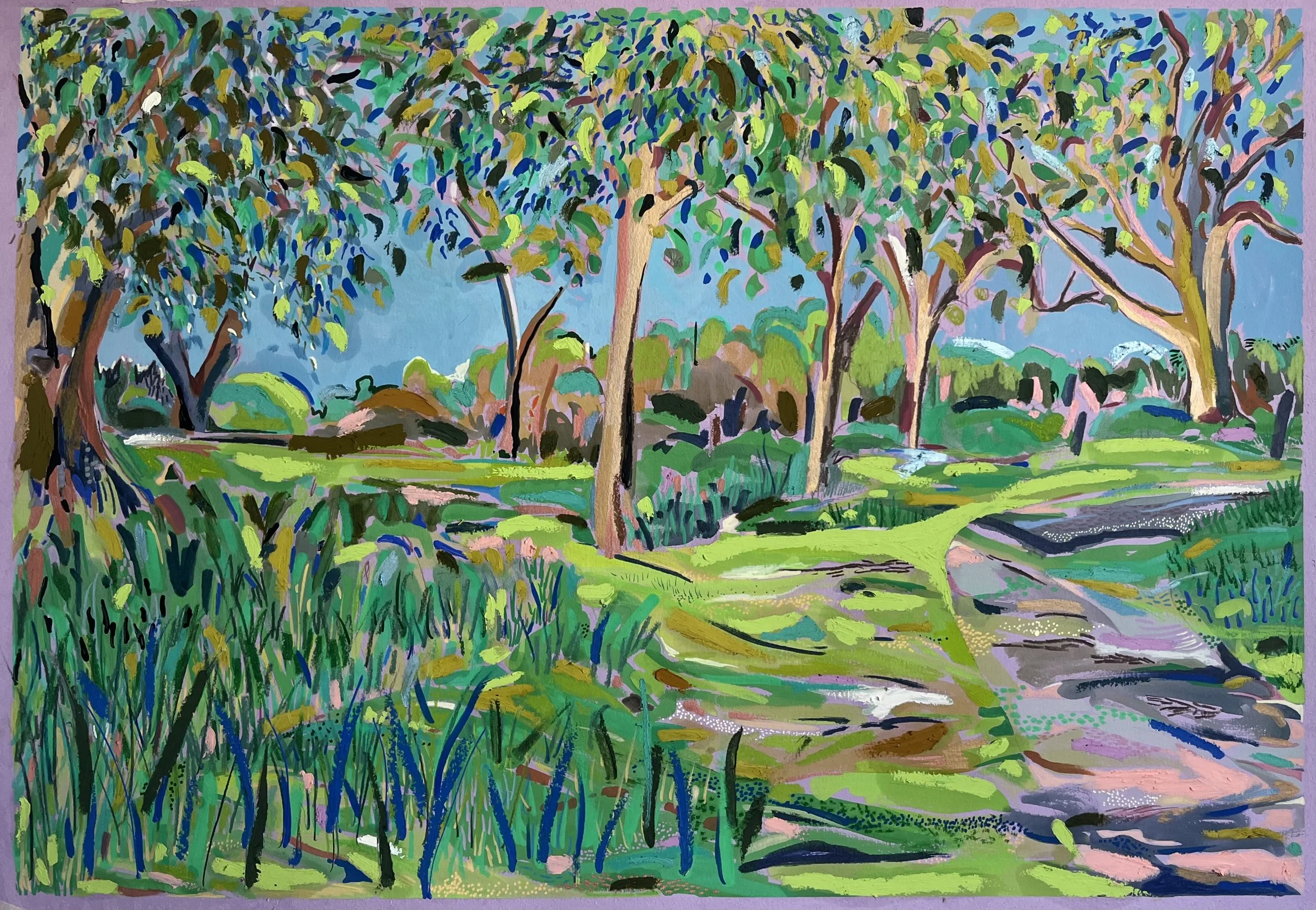 Path to Dumfries Studios, mixed media on coloured card, 81cm x 56cm