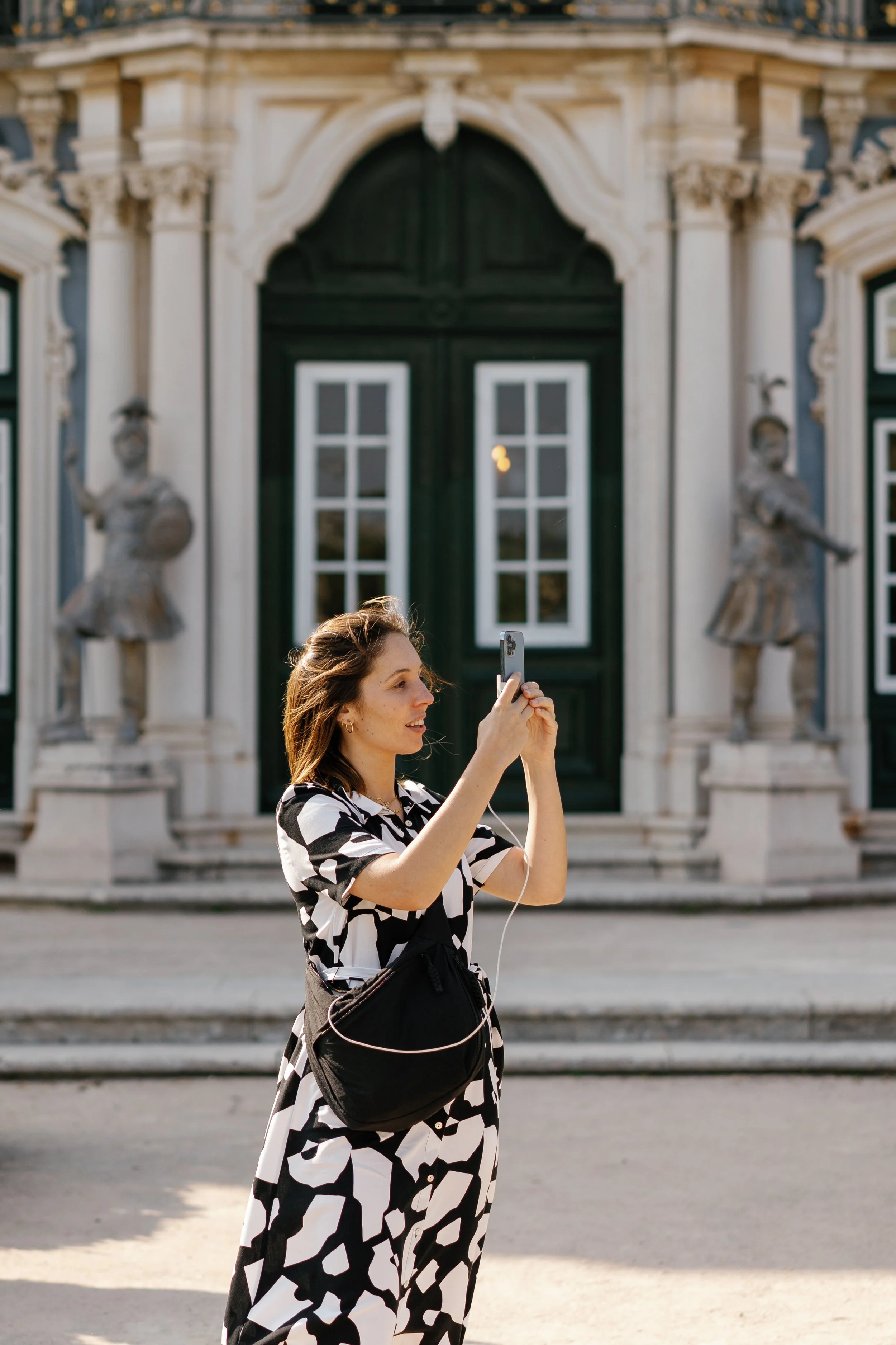 Wedding content creator filming at historic Portuguese palace with iPhone