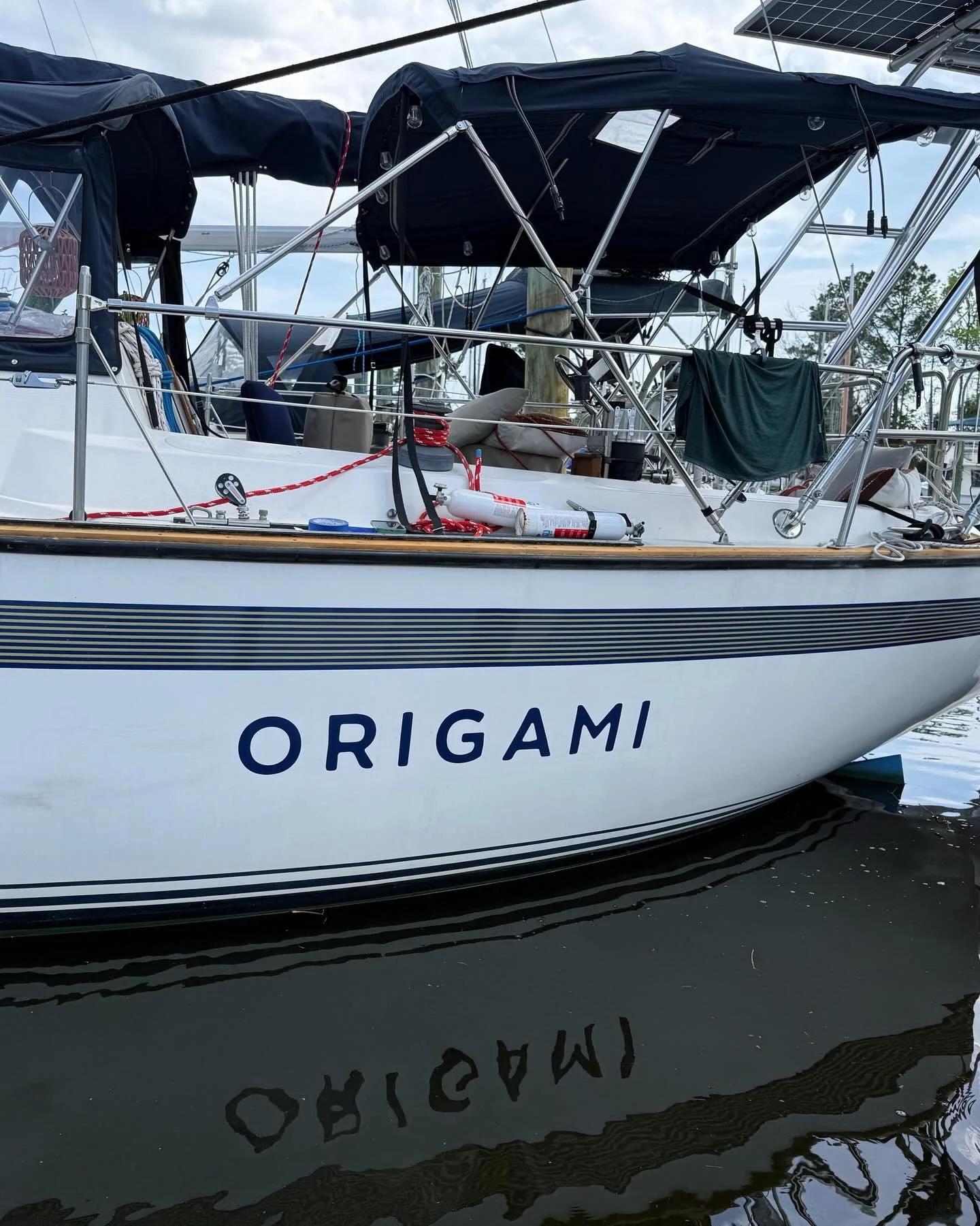 This week got off to a very promising &amp; productive start! Multiple projects started and finished within the same day. Our goal was to be ready for our first trial sail by the end of the weekend. 

Origami&rsquo;s decals were applied to the hull. 