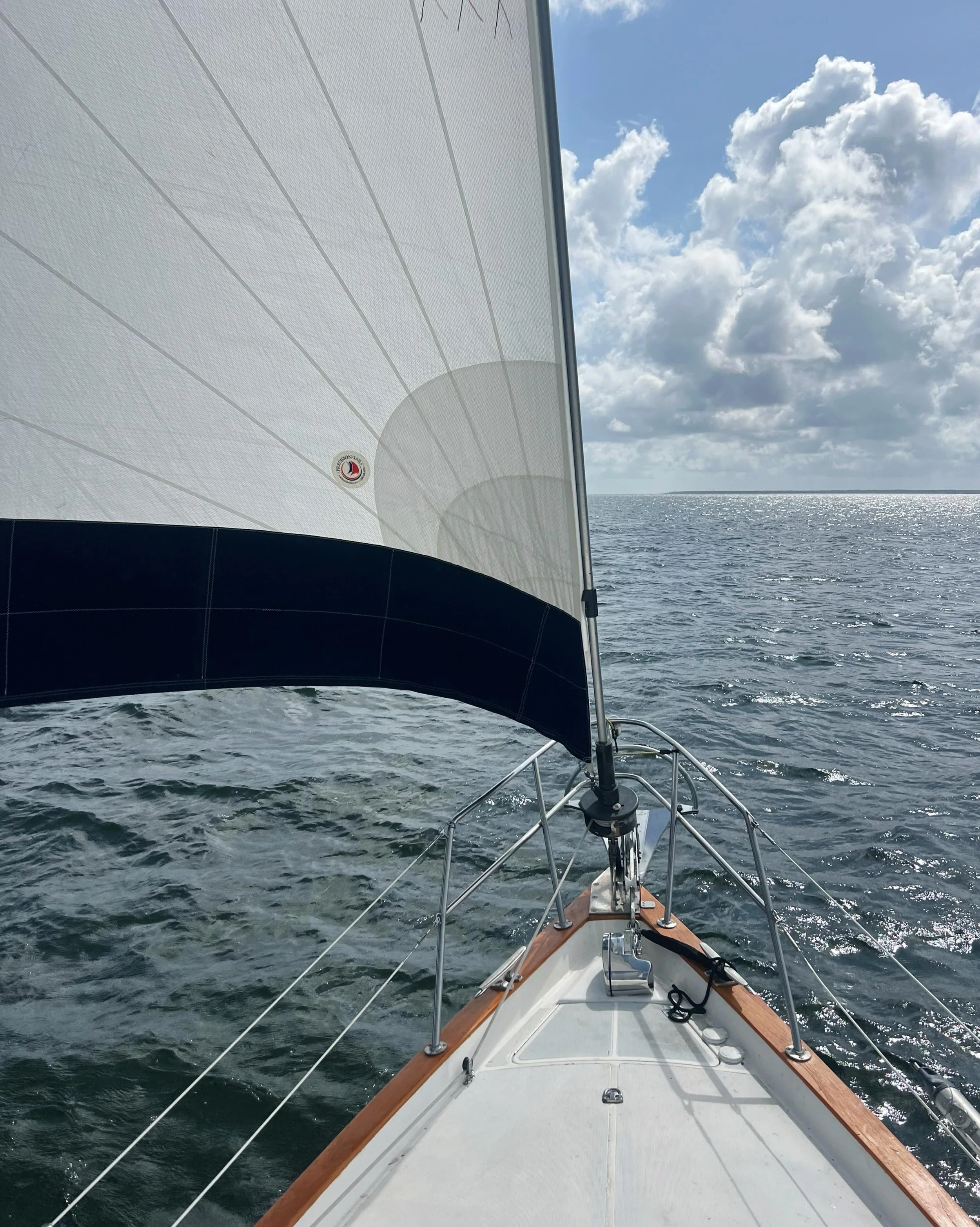 Day 2 &bull; A gorgeous morning sail (speeds up to 7.25 knots)! Then incoming weather made for a more spirited experience, so the once-again newbie sailors decided to bail. 

The crew spent the afternoon chilling. Some are still waiting for their sea