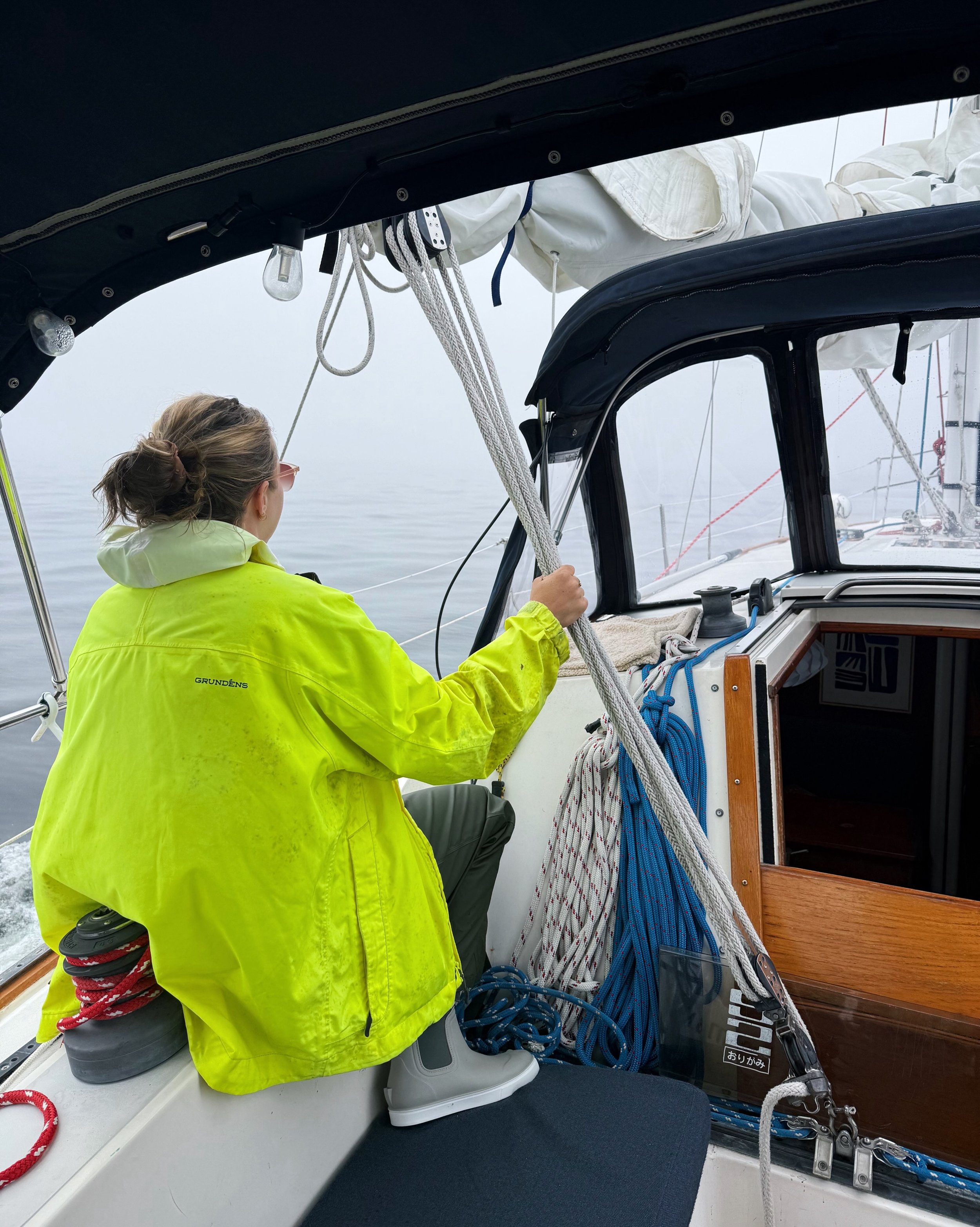 Day 71 &bull; While sitting on the bow, surrounded by fog and waiting to pull up anchor, Meriah was approached by a seal. He looked right at her and then tossed his head back as if to say, come now, follow me. He continued to approach and beckoned he