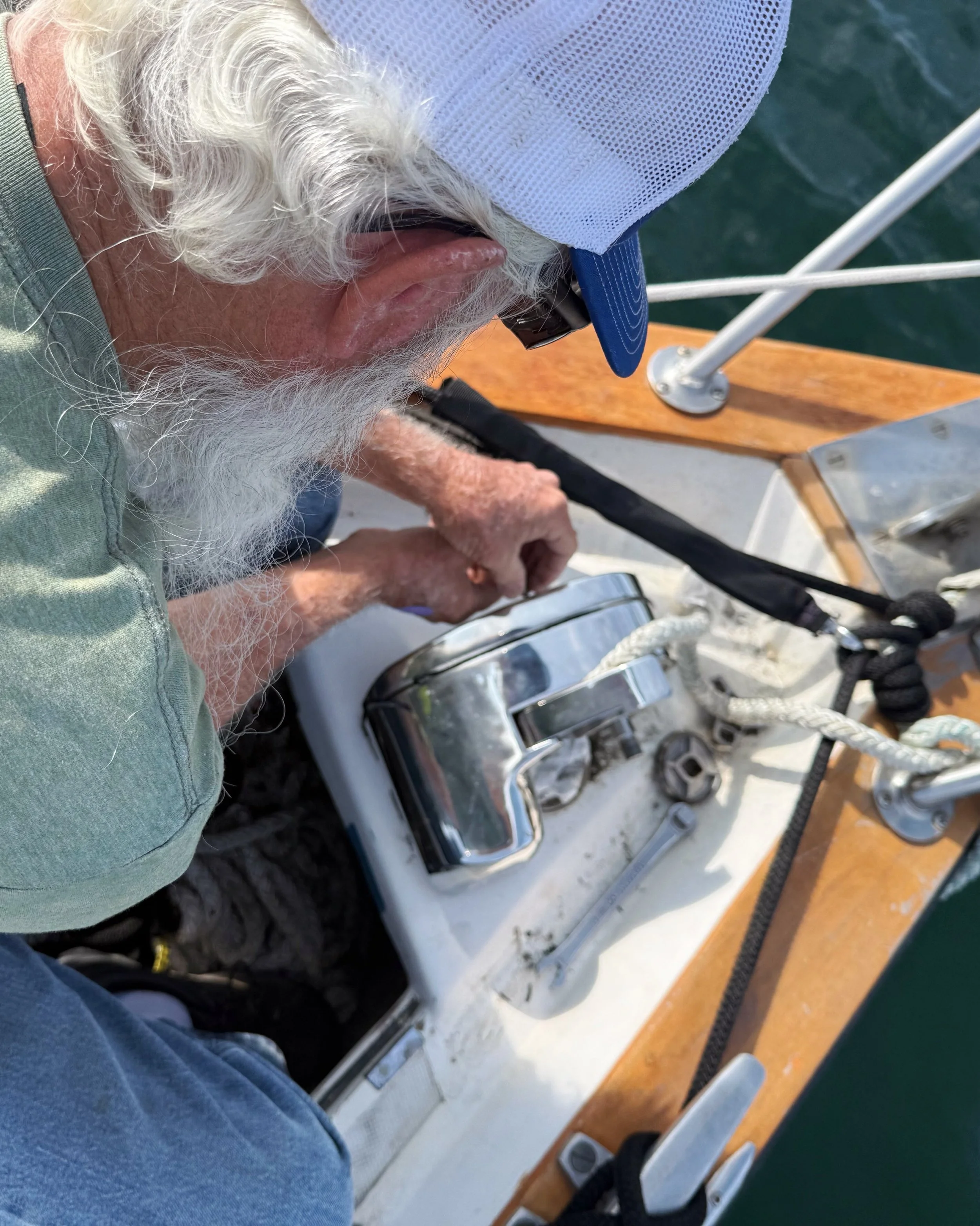 Day 86 &bull; The boys serviced the windlass which had just recently blown a gasket and developed a squeak. Then our guests left for a day of sightseeing and souvenir shopping while we attended to our daily work commitments. Later we walked to the ma