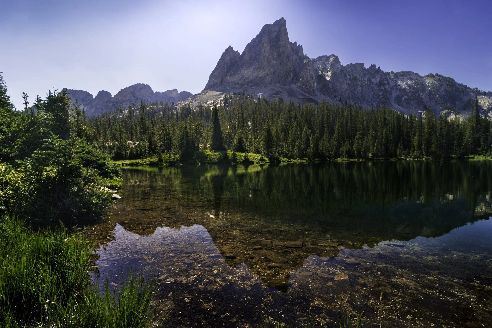 The majesty of Idaho's El Capitan peak, reflected in the popular Alice Lake
