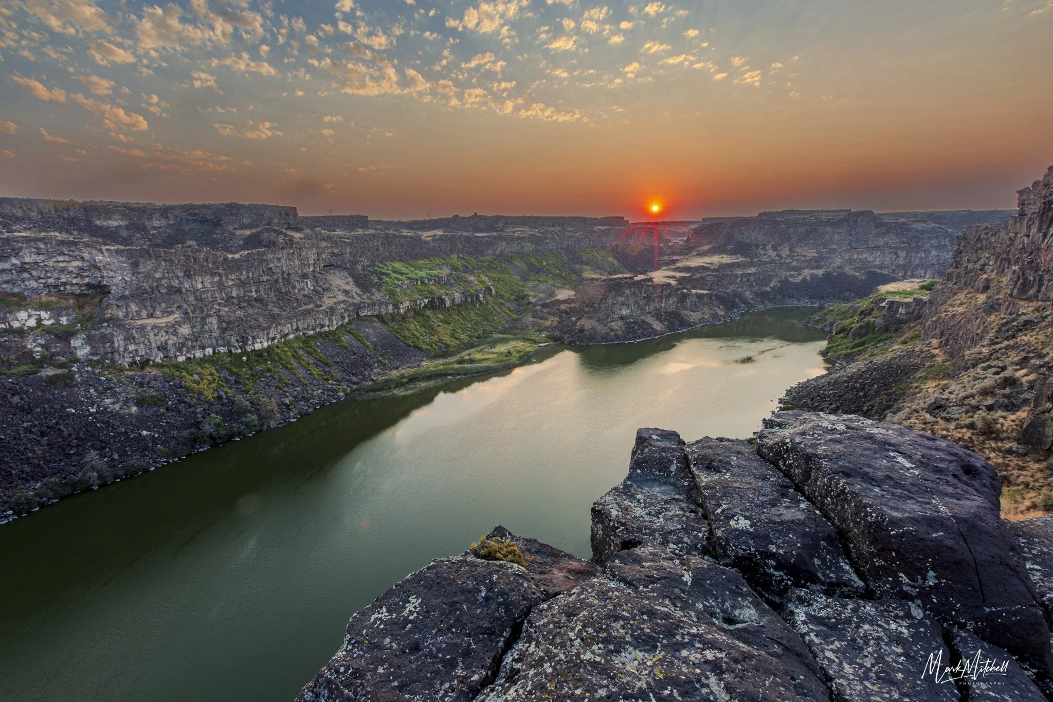 Smoky Sunrise over the Snake River Canyon