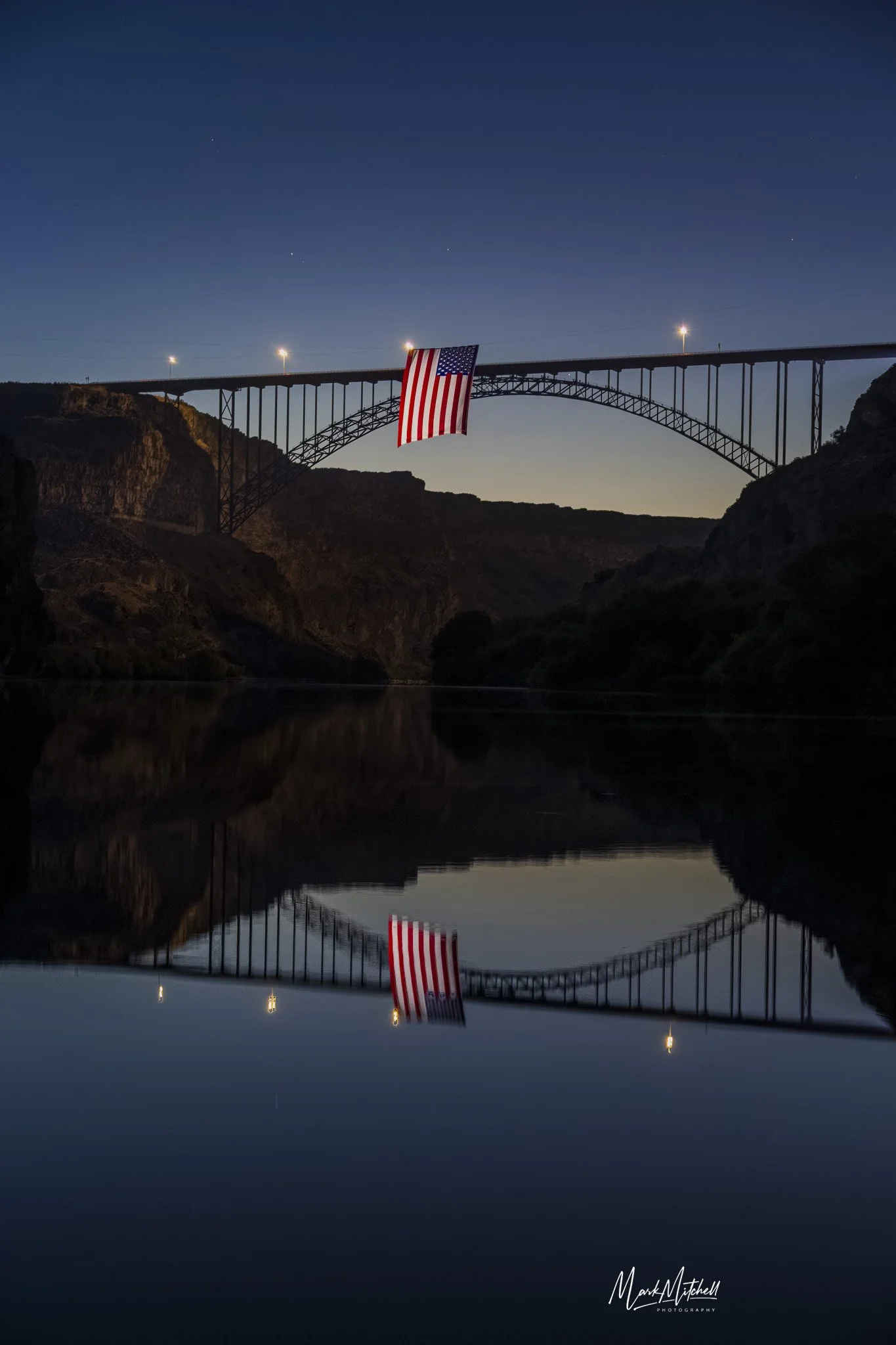 Blue Hour Patriot Reflection