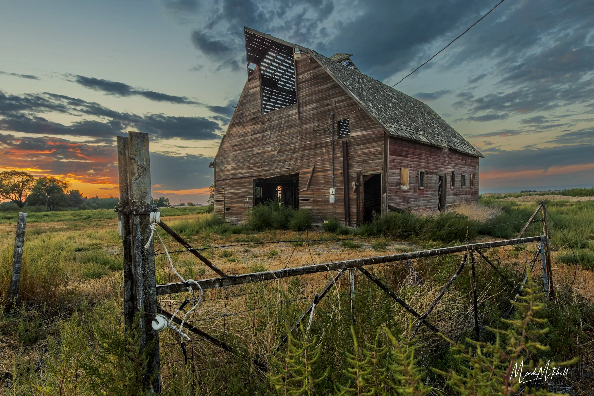 Old Barn with Setting Sun