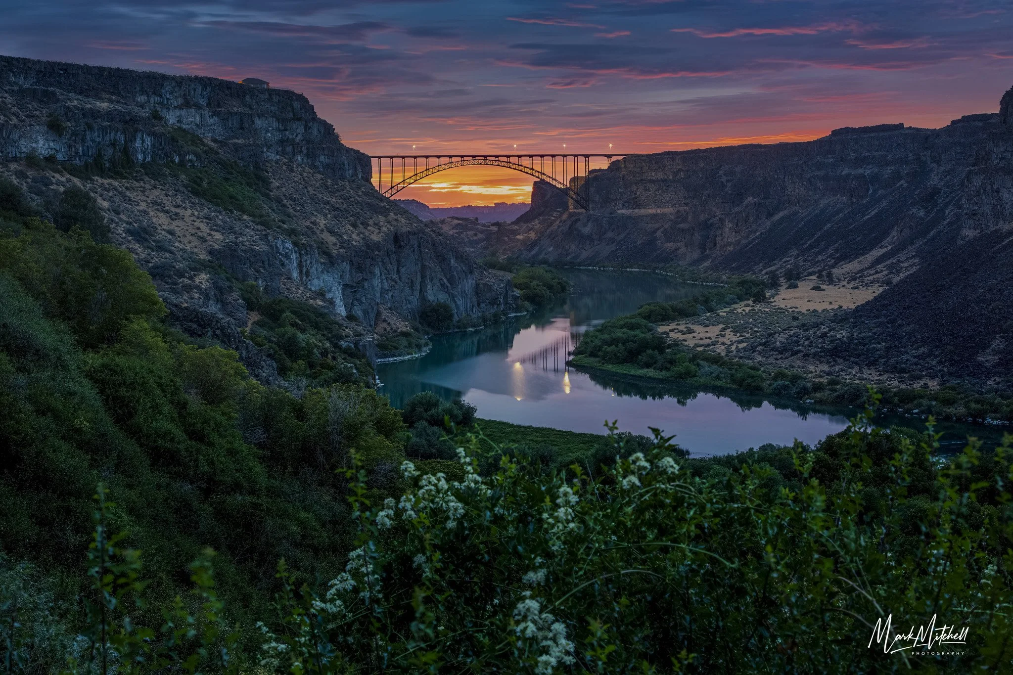 Perrine Bridge Sunset View from Pillar Falls Trail