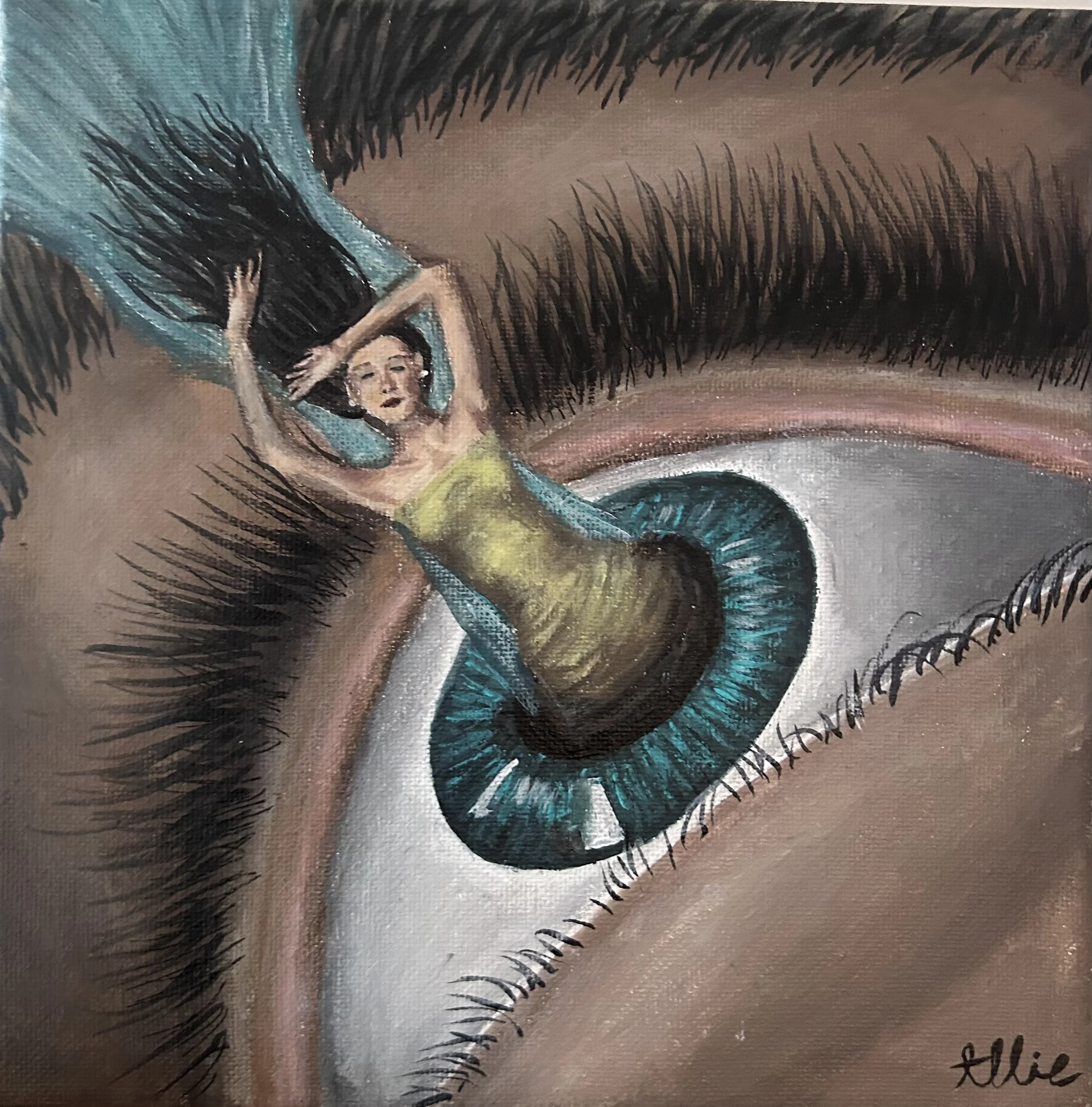 "Out of Sight, Out of Mind" 8x8, Acrylic, 2023