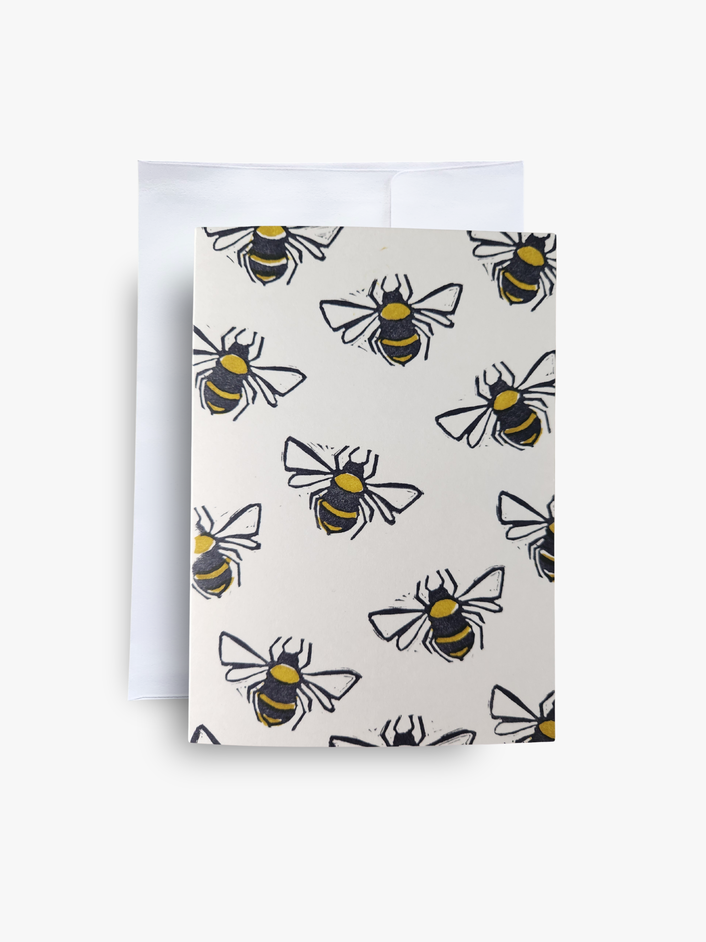 Tiny Bees Linocut Card