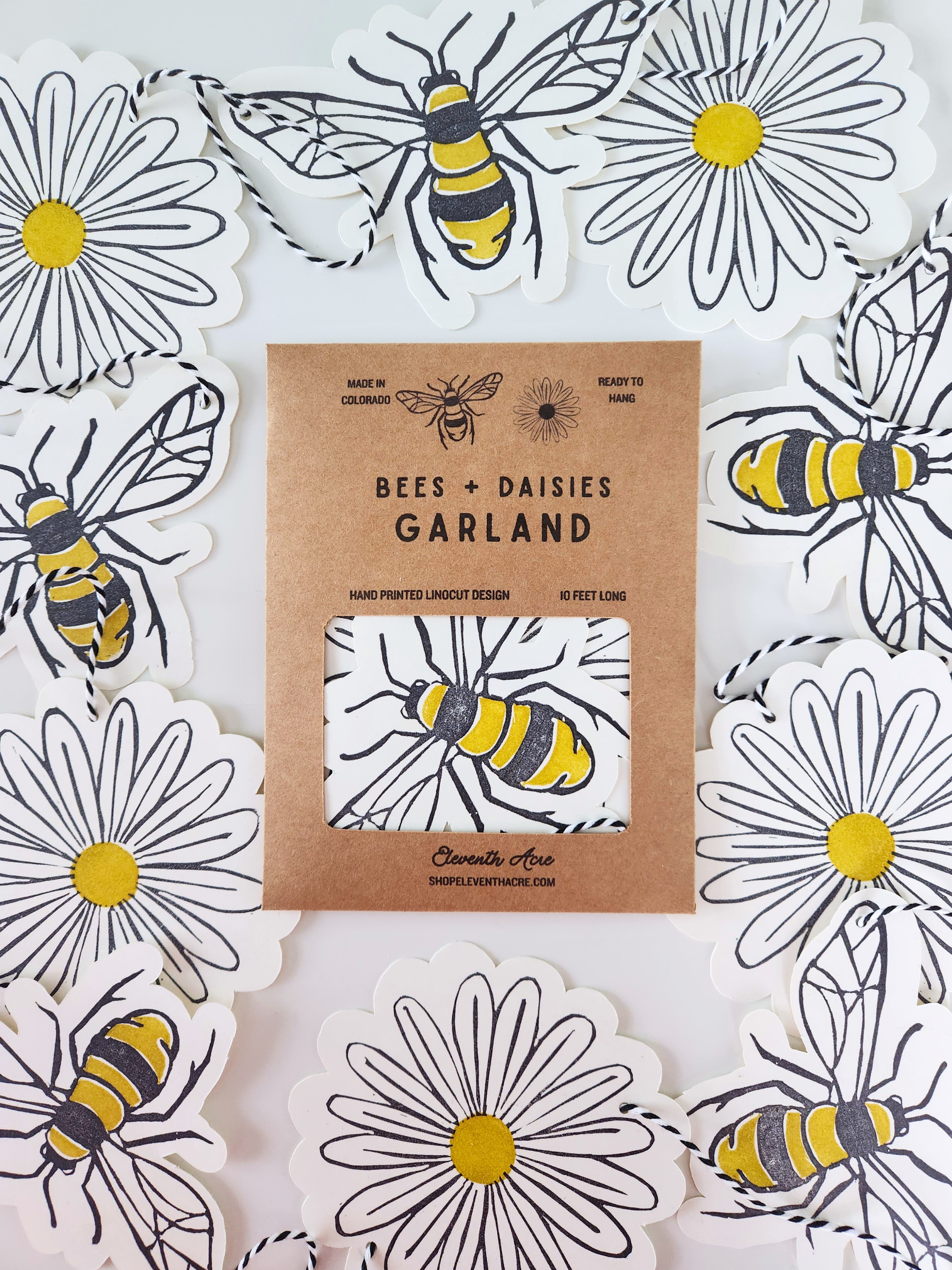 Handprinted Bee + Daisy Garland