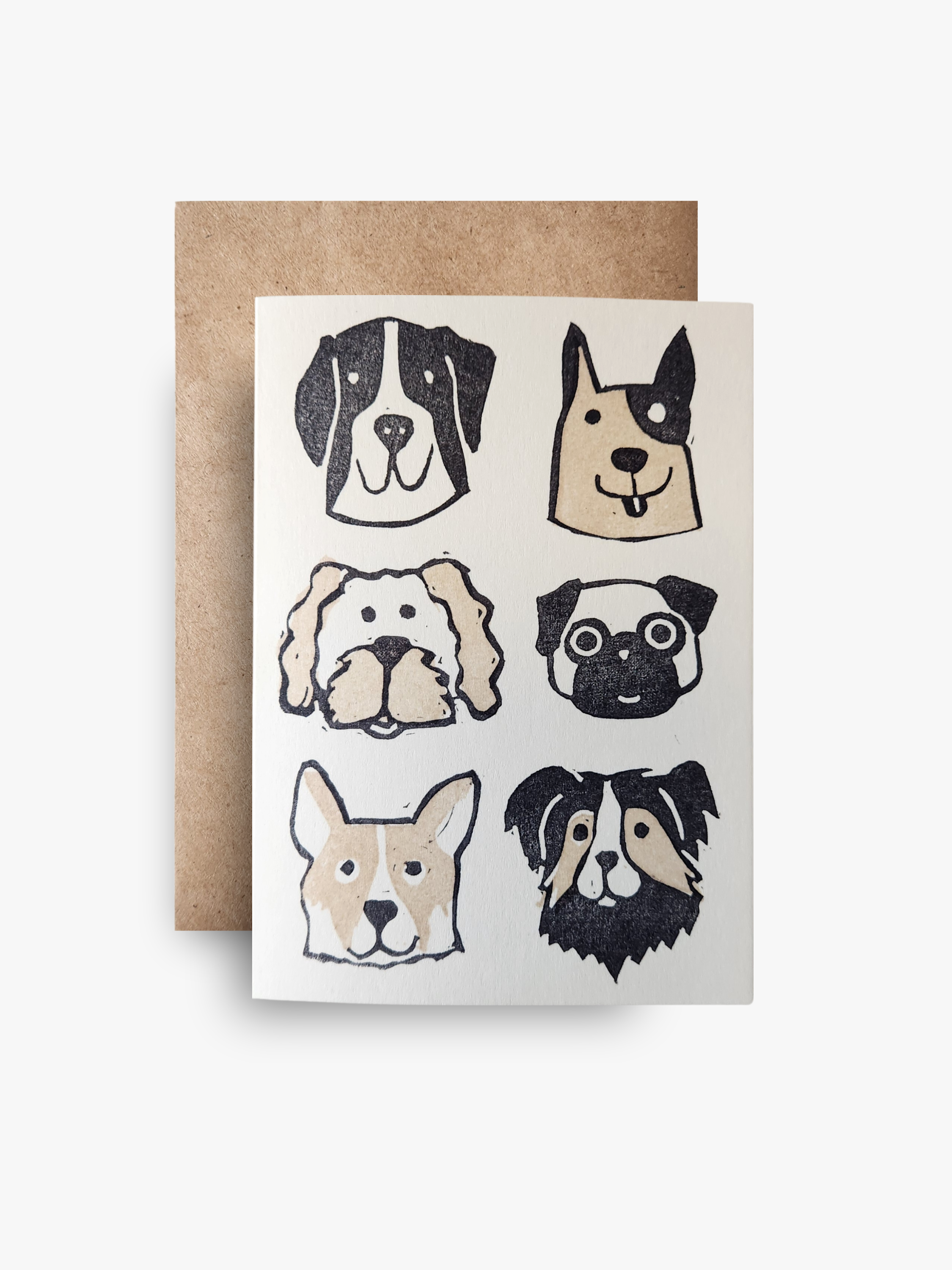 Handprinted Linocut Dog Card