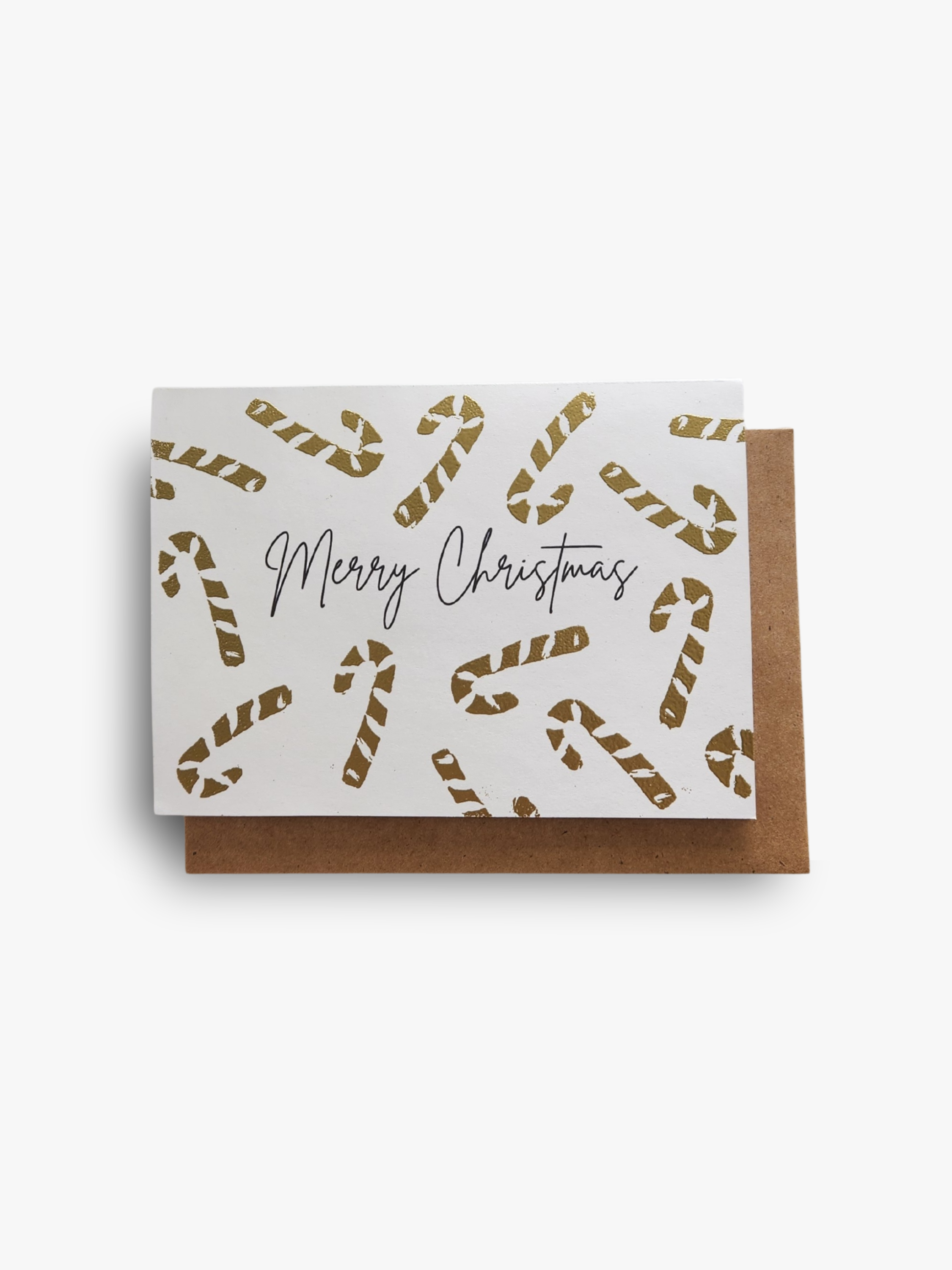 Gold Candy Cane Christmas Card