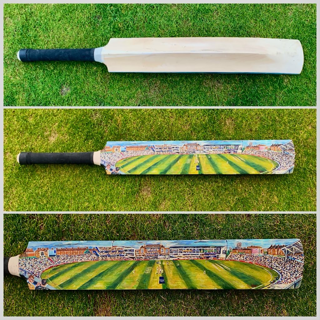 A Maiden Oval Visit, acrylic on cricket bat.JPG