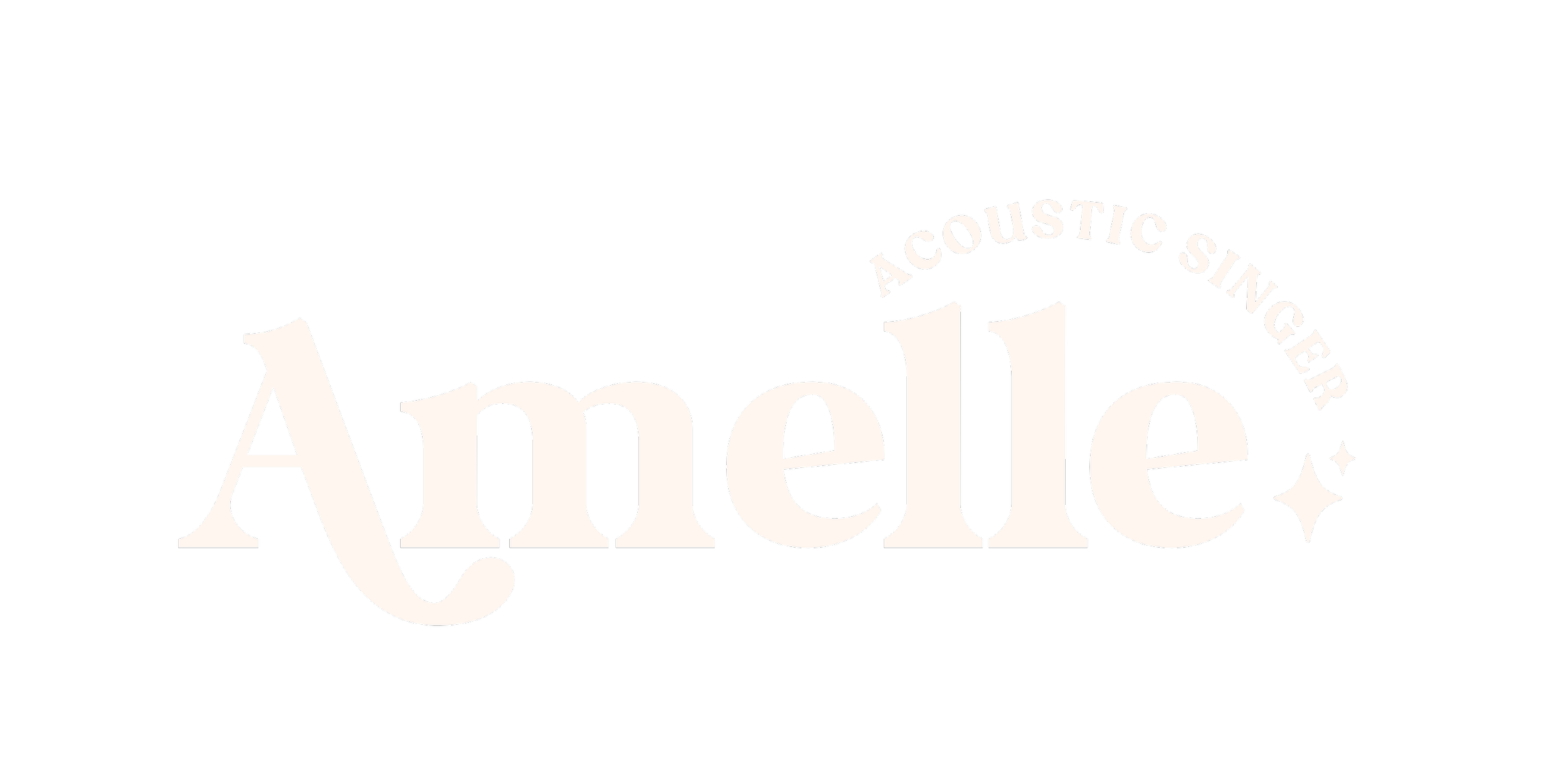 Logo with the word 'Amelle' in large white text and 'Acoustic Singer' in smaller curved white text above, on a black background.
