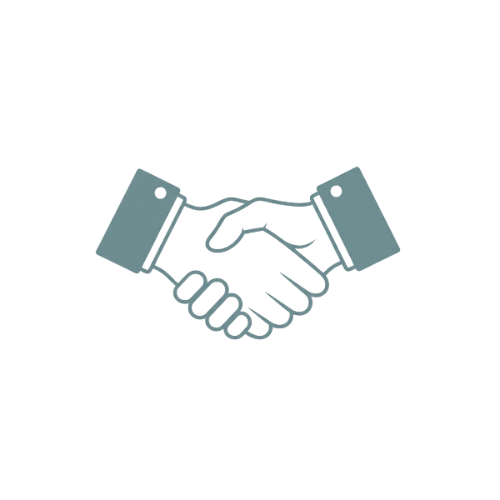 Graphic of two hands shaking, symbolizing agreement or partnership.