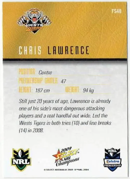 NRL2009SCFS048b_2009_select_NRL_champions_red_foil_signature_chris_lawrence_FS48.JPG